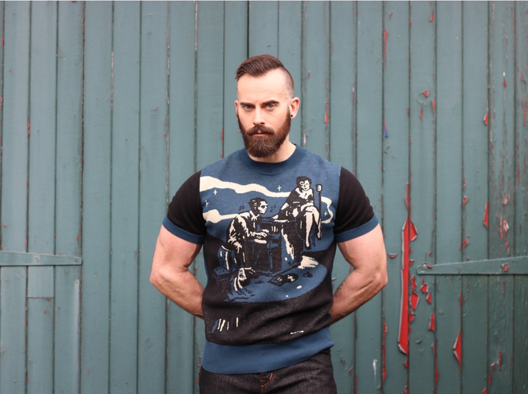 Collectif_SCOTT_BLUES_NIGHT_Vintage_KNITTED_Rundhals_MOTIV_50s_Kurzarm_SHIRT_killer_kirsche_8