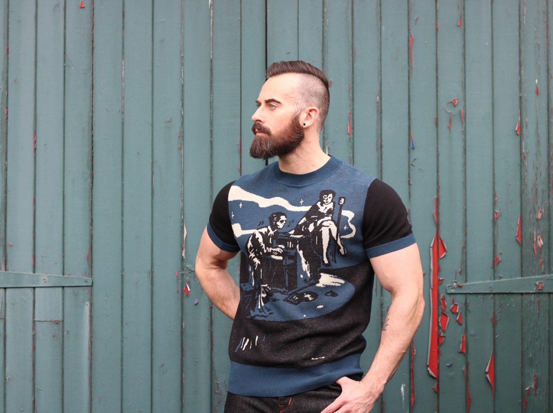 Collectif_SCOTT_BLUES_NIGHT_Vintage_KNITTED_Rundhals_MOTIV_50s_Kurzarm_SHIRT_killer_kirsche_9