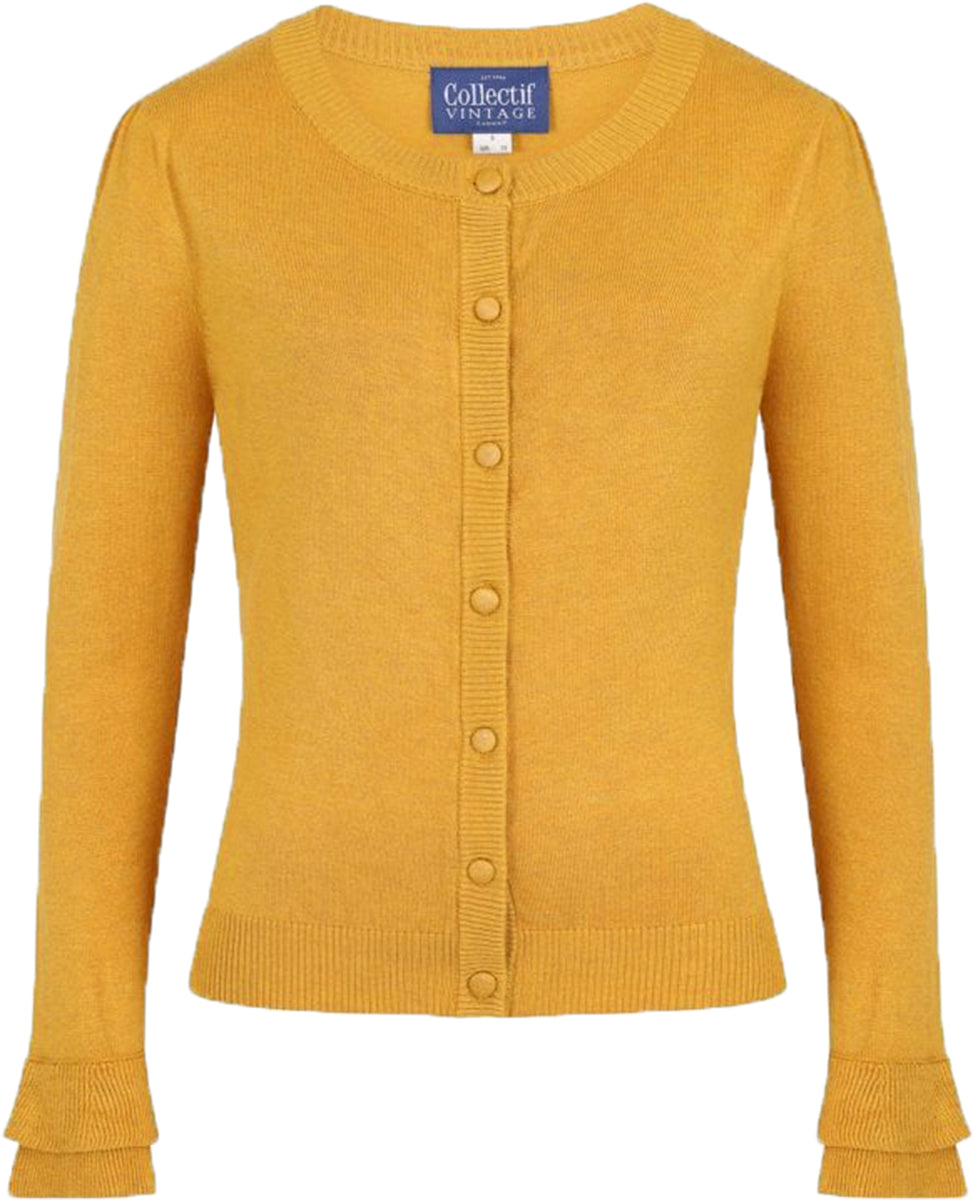 Collectif_SERENITY_Plain_Feinstrick_RUNDHALS_Strickjacke_CARDIGAN_Gelb-2jV5sKF5jnwBer