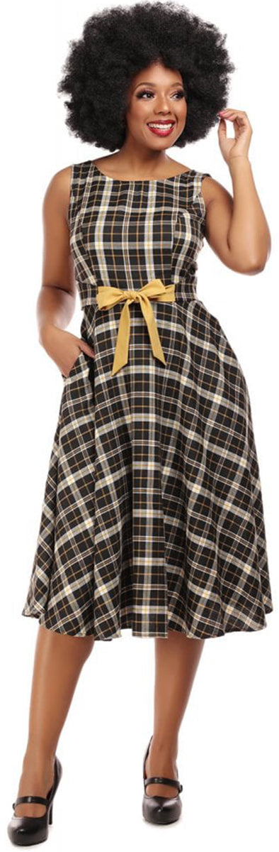 Collectif_SILVA_GEEK_CHECK_Vintage_TARTAN_Bow_Traeger_SWING_Dress_KLEID-1