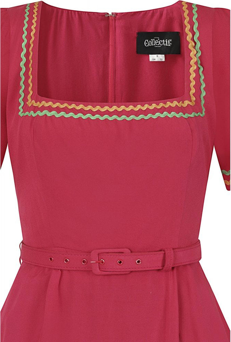 Collectif_TILDA_Vintage_Mexican_FOLKLORE_Kurzarm_SWING_DRESS_Kleid_Rot-4