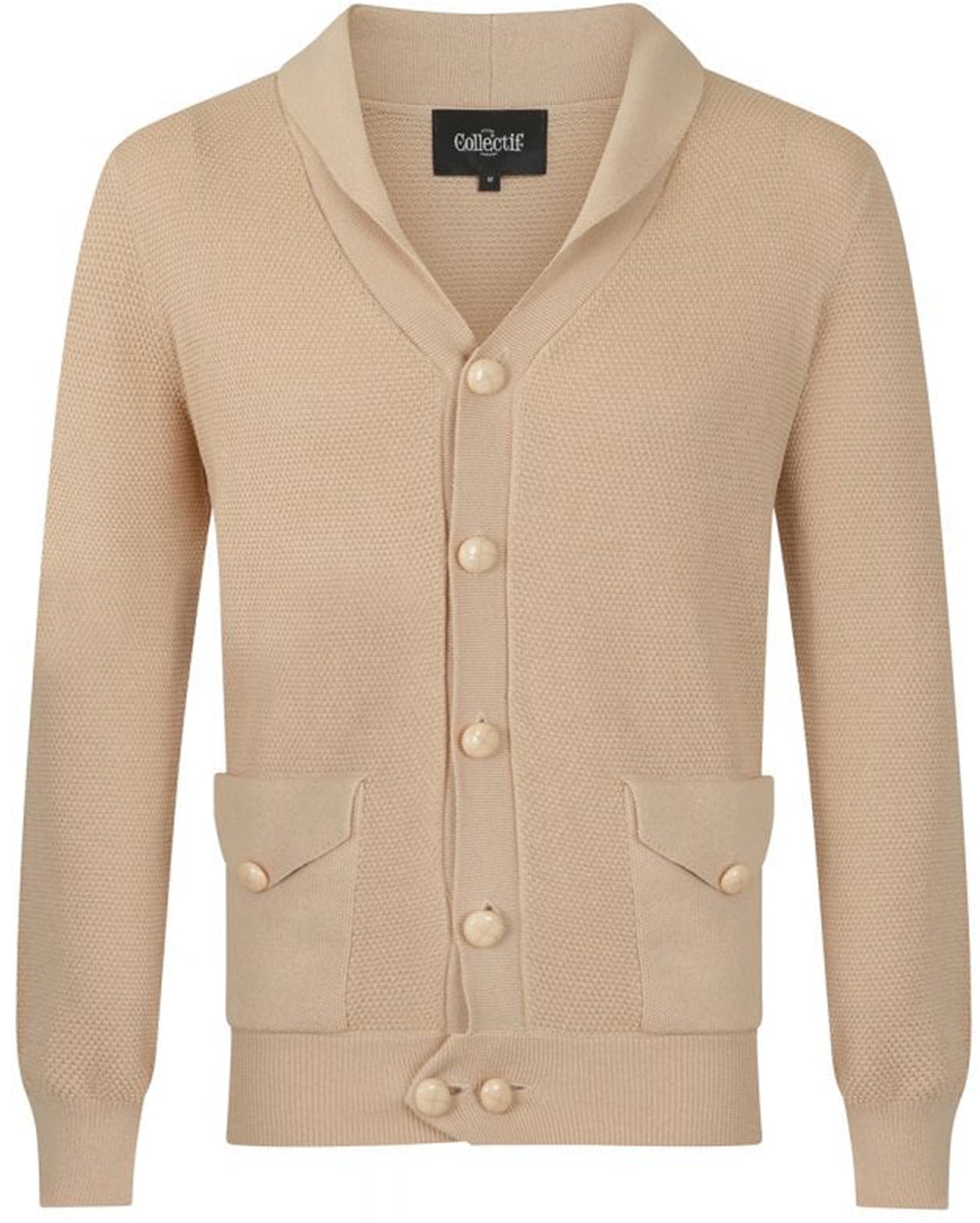 Collectif_TOBY_Vintage_PLAIN_V-NECK_Langarm_Retro_Strickjacke_CARDIGAN_Beige_killer_kirsche_1