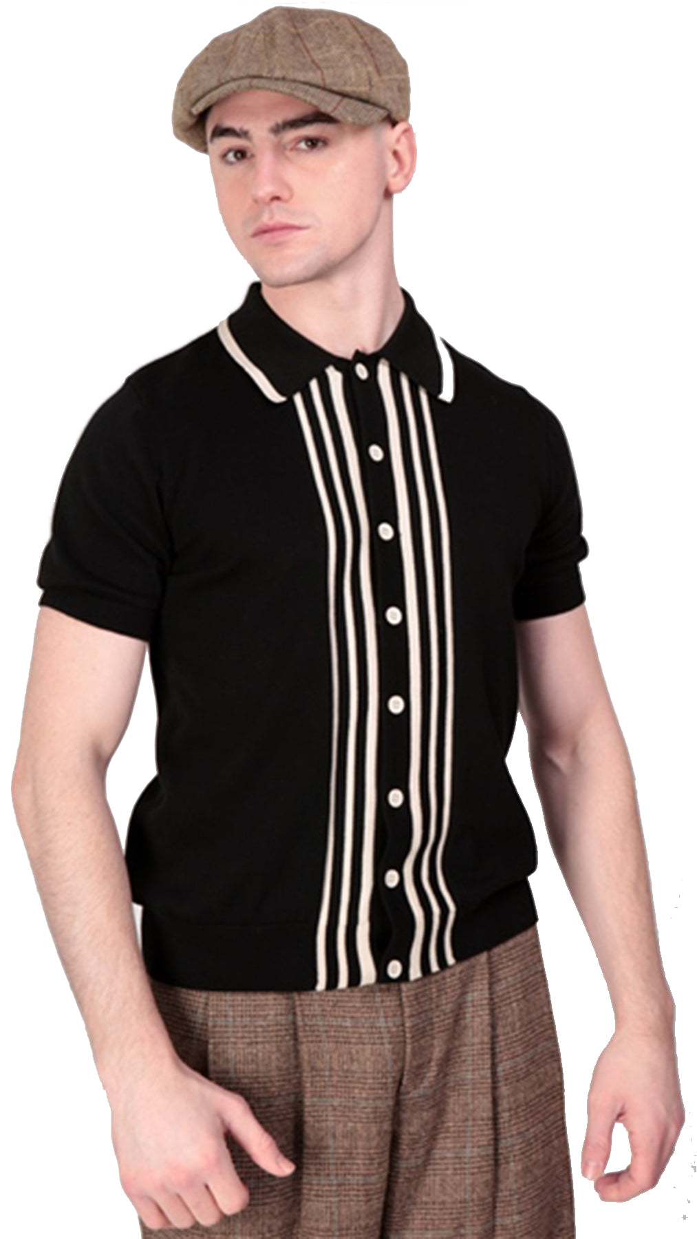 Collectif_WILLIAM_Vintage_Knitted_Strickshirt_Retro_Oberteil_Menswear_-_Schwarz_killer_kirsche_1