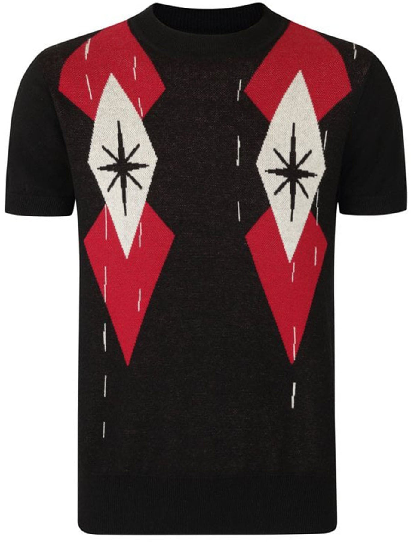 Collectif__SCOTT_BLACK_WALL_Vintage_DIAMOND_Sterne_KNITTED_Herren_Shirt_killer_kirsche