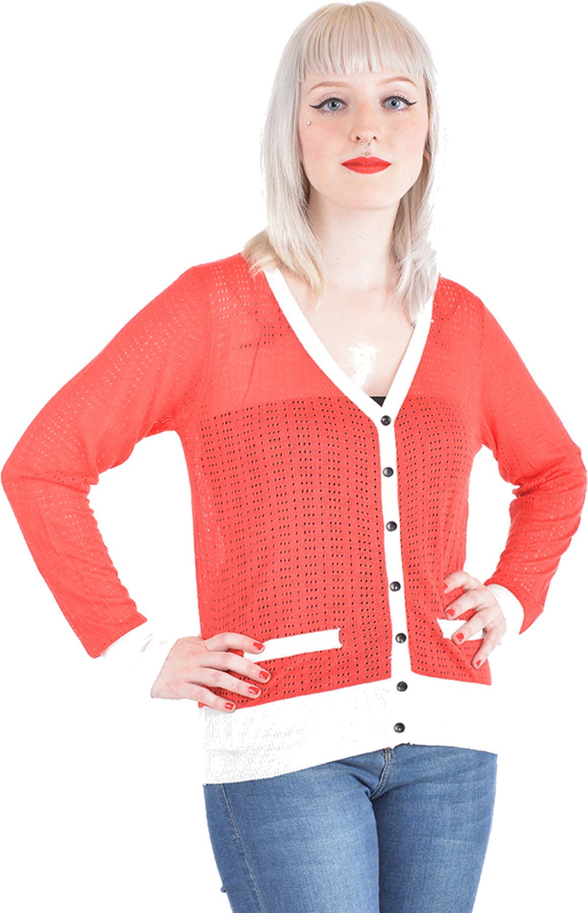 Cute_BASIC_2-Tone_Lochmuster_50s_CARDIGAN_Strickjacke_-_Rot_killer_kirscheQ4nRW5POPpnZy