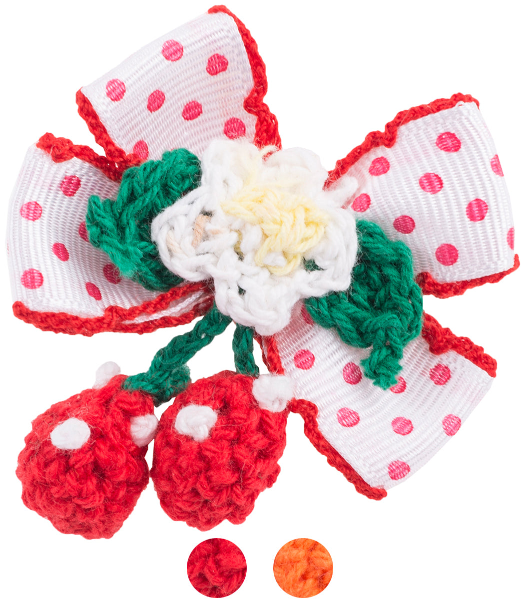 Cute_BOW_Crochet_Flower_CHERRY_Kirschen_Haarspange_HaarschmuckK60JWPJDao3VU