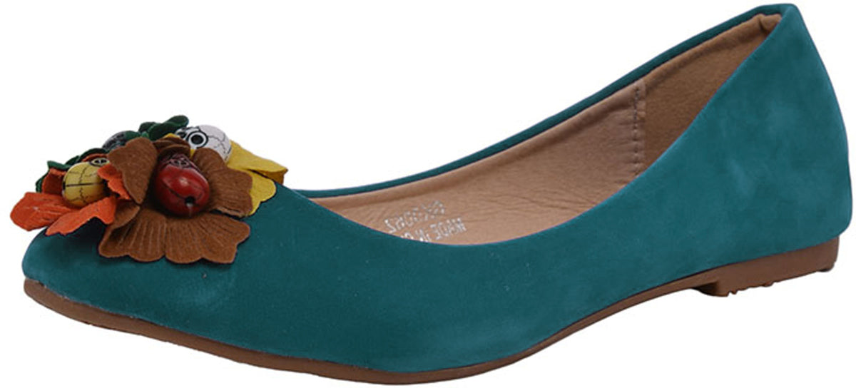 Cute_MEXICAN_SKULL_Flower_Suede_Basic_BALLERINAS_Schuhe_-_Tuerkis