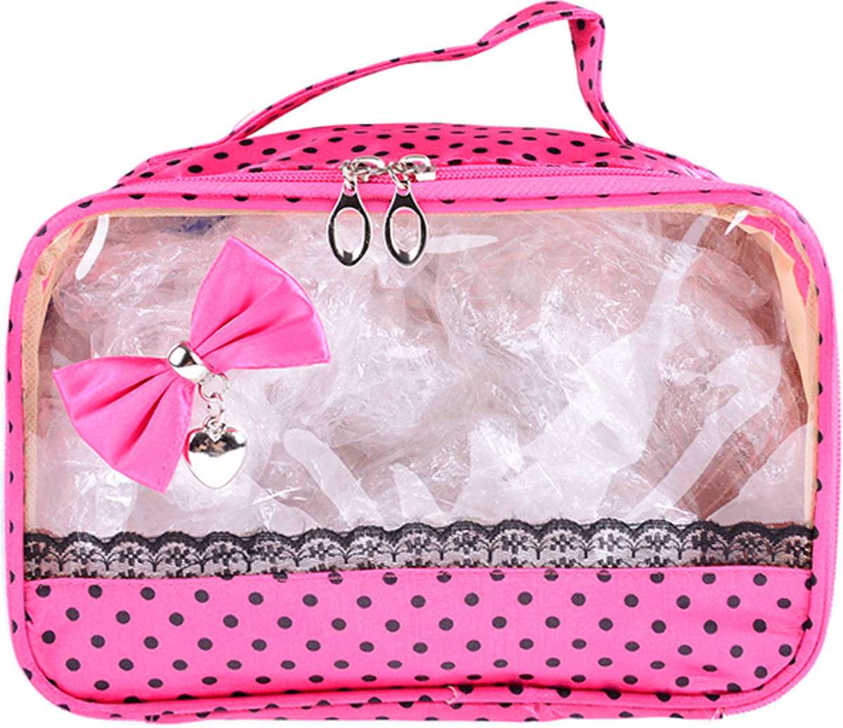 Cute_POLKA_DOTS_BOW_Lace_Spitzen_Kosmetik_Tasche_pink_killer_kirsche