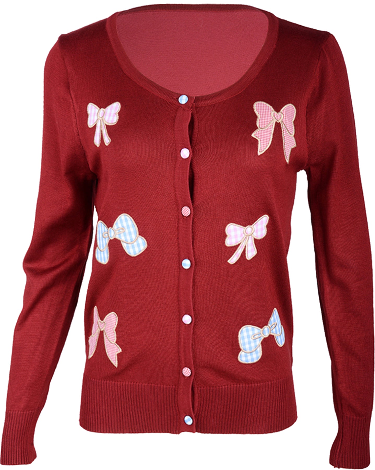 Cute_Pepita_BOW_Schleifen_BUTTON_Strickjacke_CARDIGAN_killer_kirscheTqxcm1Gc7LaaD