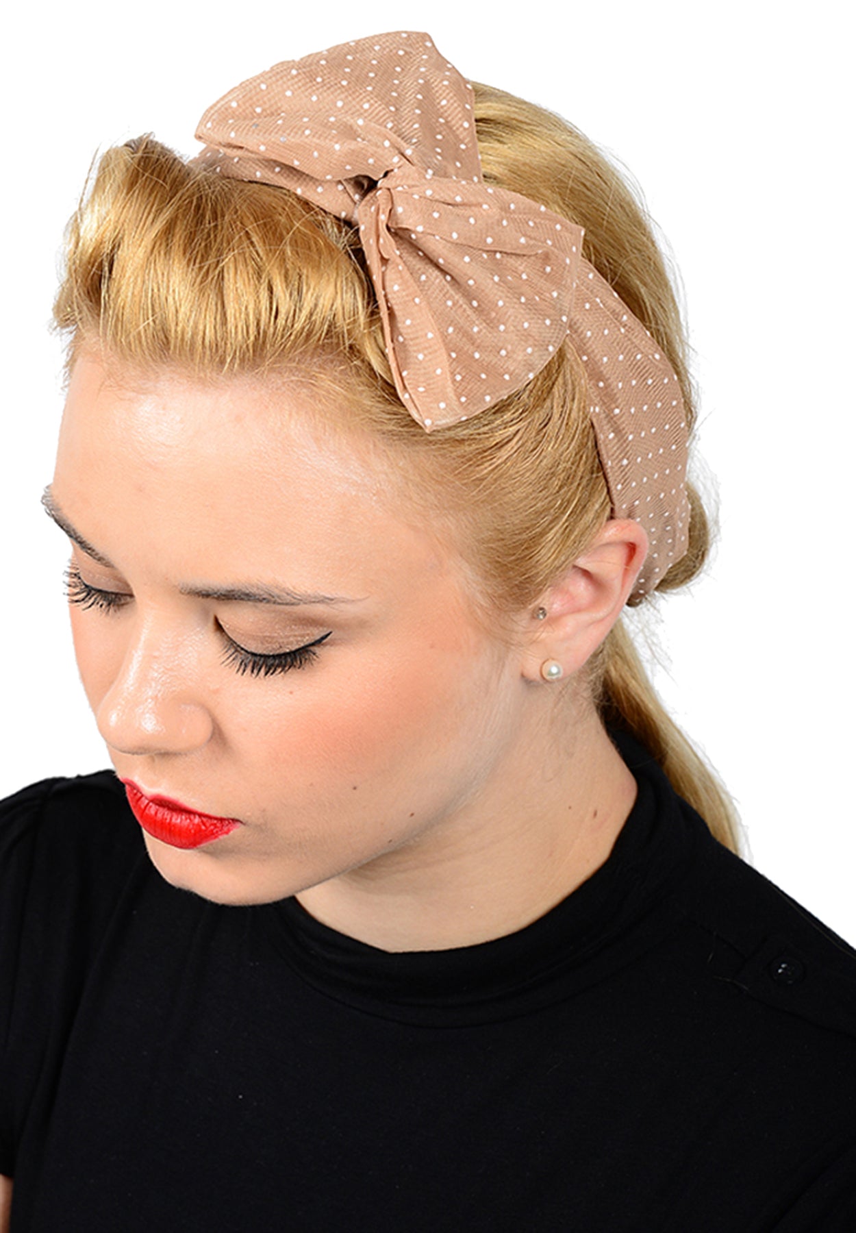 Cute_Polka_DOTS_Bow_Schleifen_Haarband_-_Beige_killer_kirsche