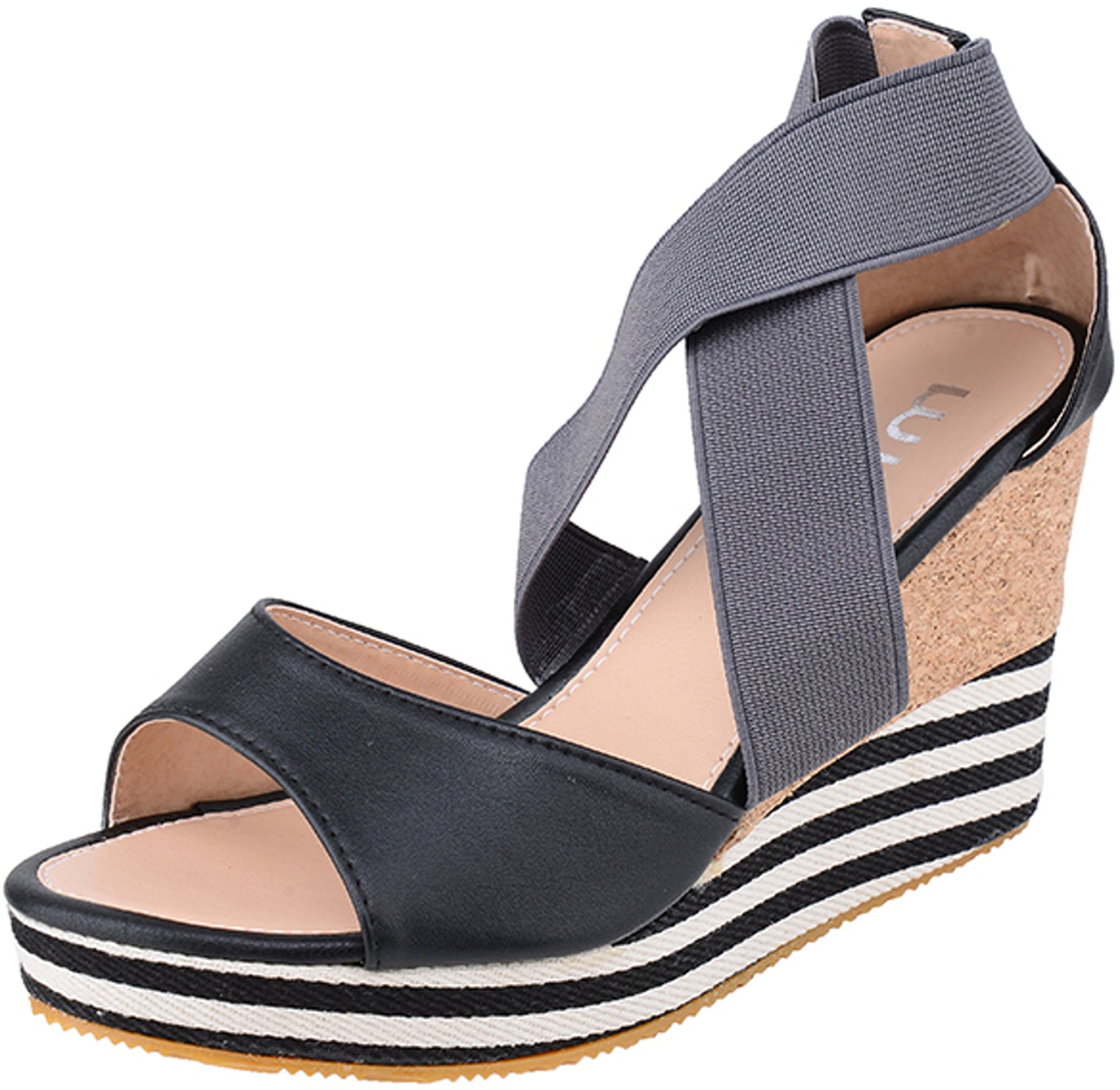 Cute_SAILOR_Kork_50s_Streifen_Keilabsatz_Riemchen_Black_WEDGES_-_Schwarz_killer_kirsche5S8TWxUOKRYjV