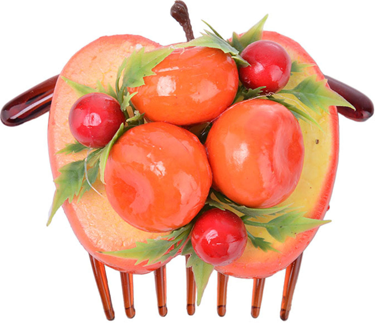 Cute_Tiki_TROPICAL_FRUIT_50s_Orangen_Obstkorb_Retro_HAARKAMM