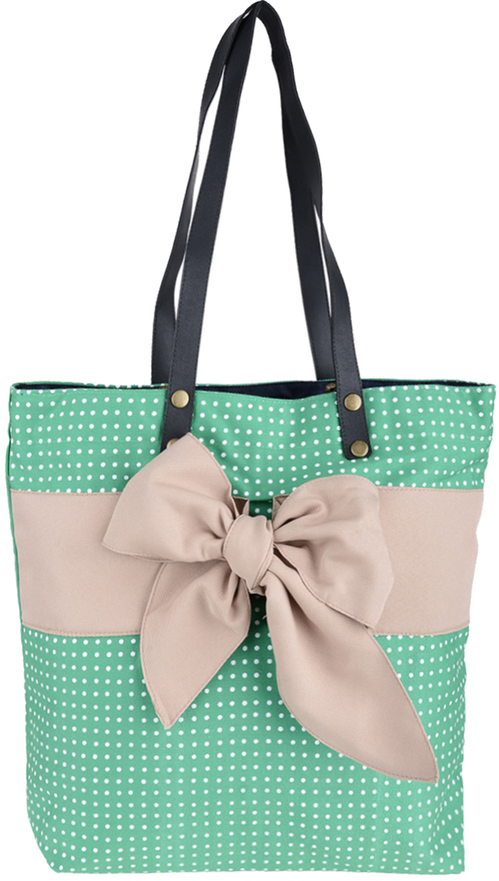Cute_allover_POLKA_DOTS_BOW_Beige_PUNKTE_Canvas_Shopper_killer_kirsche