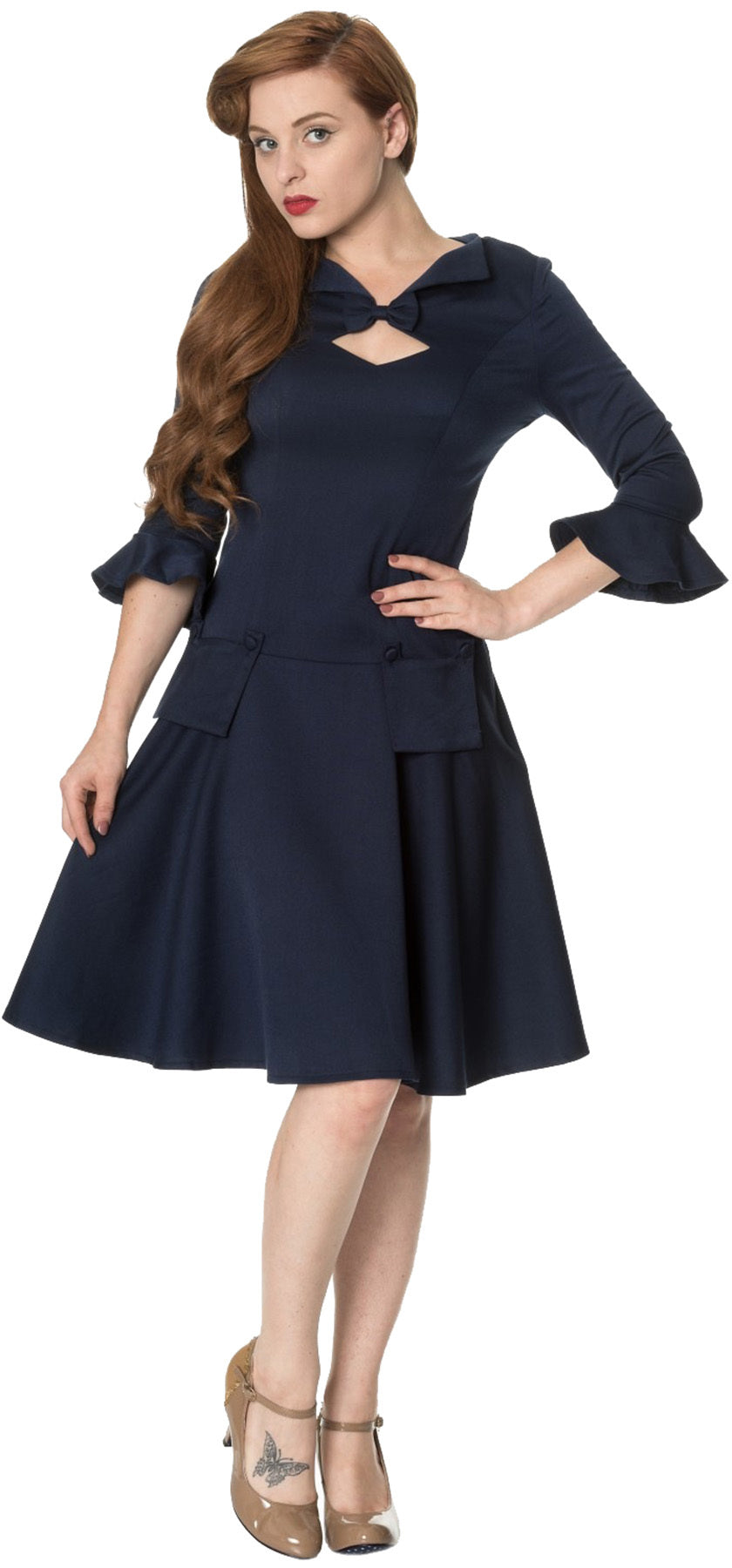 Dancing_Days_EVERLASTING_RETRO_Uniform_Vintage_dreiviertel_Arm_Dress_KLEID_-_Nachtblau_kioller_kirsche_2