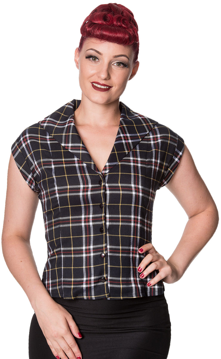 Dancing_Days_POPPY_Vintage_TARTAN_Karo_Check_Kurzarm_BLUSE_Oberteil_Blouse-1