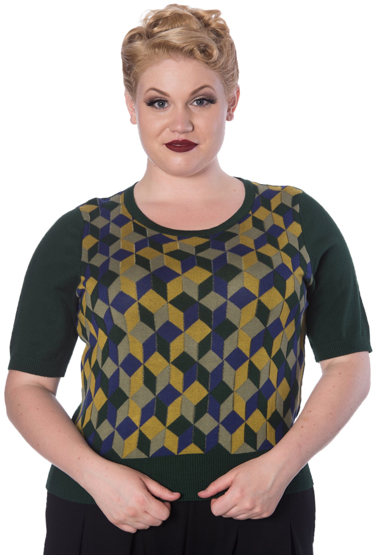 Dancing_Days_RETRO_CUBE_Rundhals_HALBARM_Pullover_JUMPER_Plus_Size_Gruen_Killer_Kirsche-1zByXoL2jH0akr