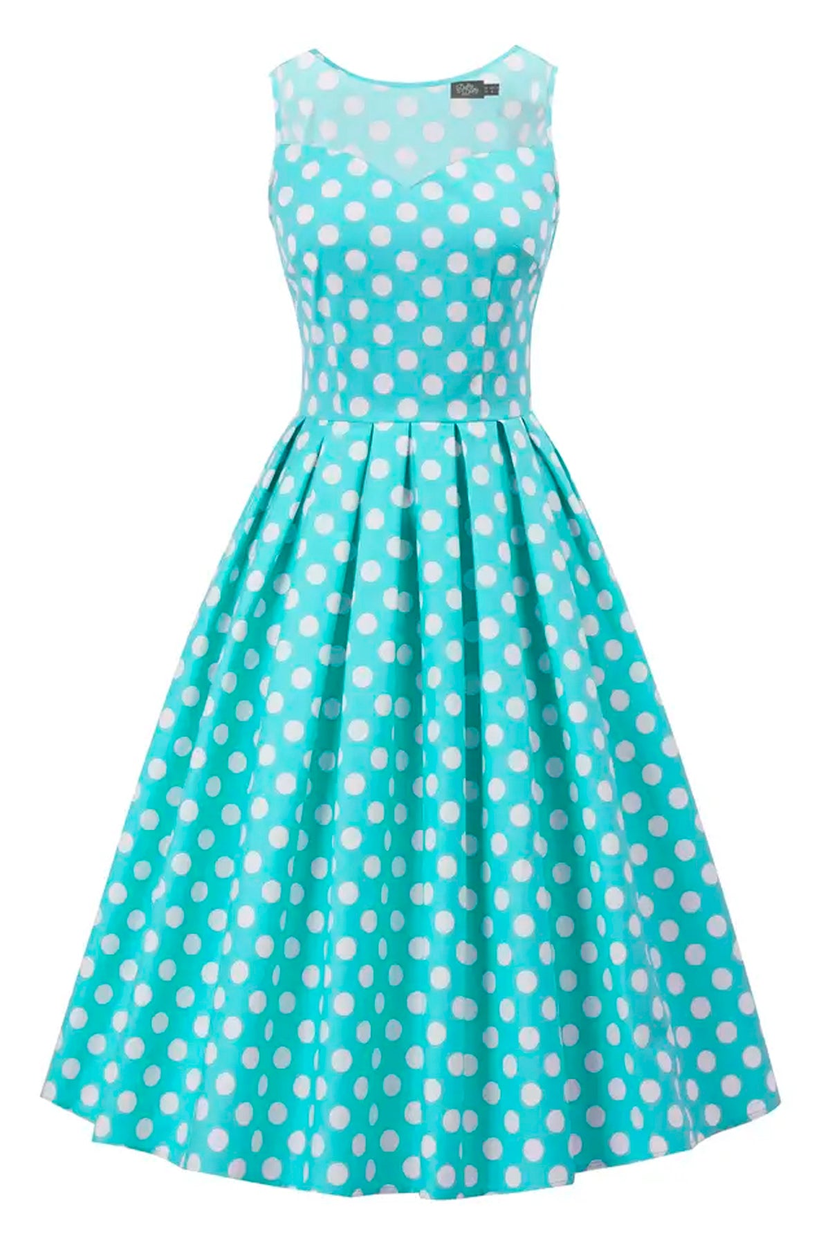 Dolly & Dotty «Blair Polka Dot» Mesh Vintage Punkte Swing Dress Kleid - Mint