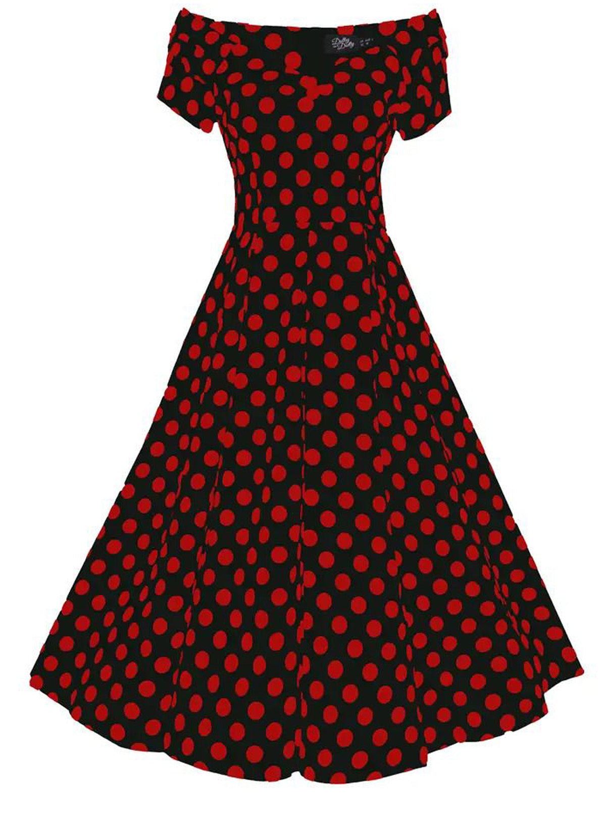 Dolly__Dotty_LILY_POLKA_DOT_50s_Pleated_VNeck_SWING_DRESS_Kleid_Schwarz-3