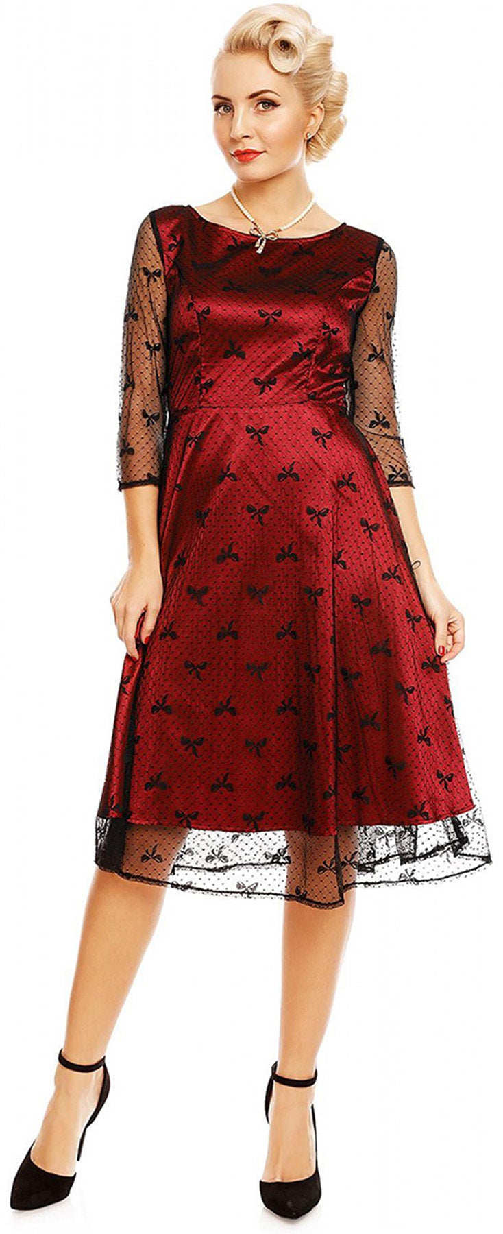 Dolly_and_Dotty_ANASTASIA_Retro_BOW_LACE_Polka_Dot_3_4_Arm_Dress_KLEID_killer_kirsche