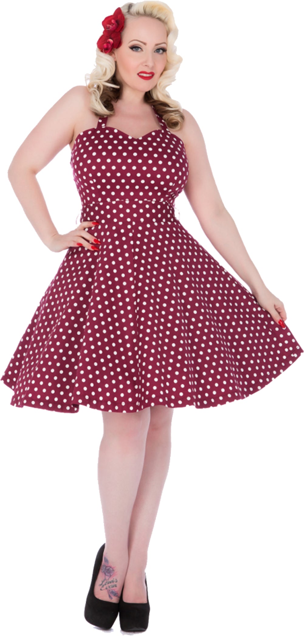 Dolly_and_Dotty_PENNY_50s_POLKA_DOTS_Neckholder_KLEID_Burgundy