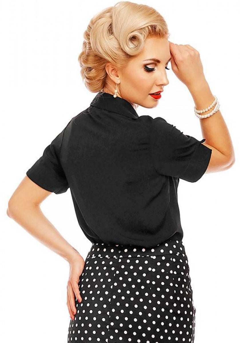 Dolly_and_Dotty_RUBY_Vintage_BOW_Kurzarm_BLUSE_V-Neck_Oberteil_Blouse-3