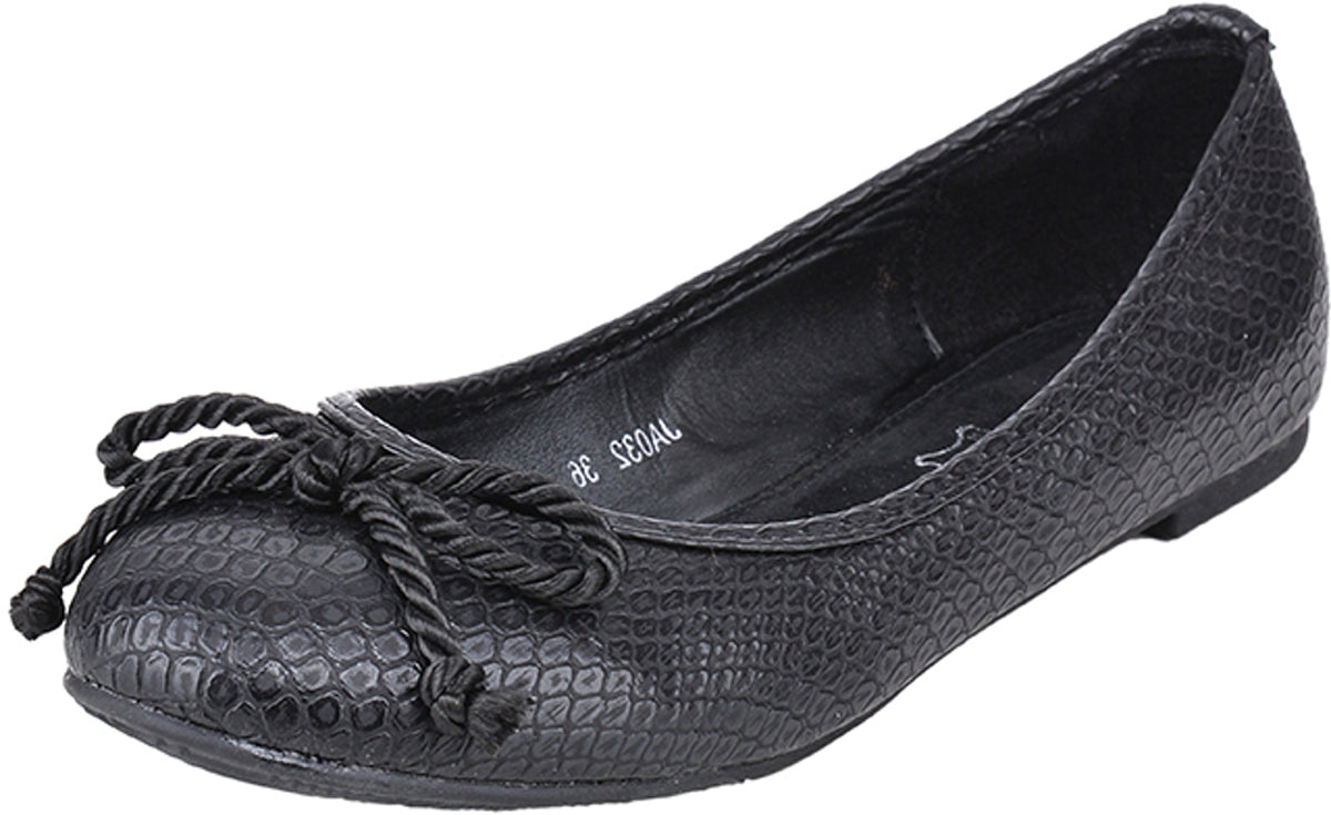 Edle_KROKO_Style_BALLERINAS_mit_KORDEL_Schleife