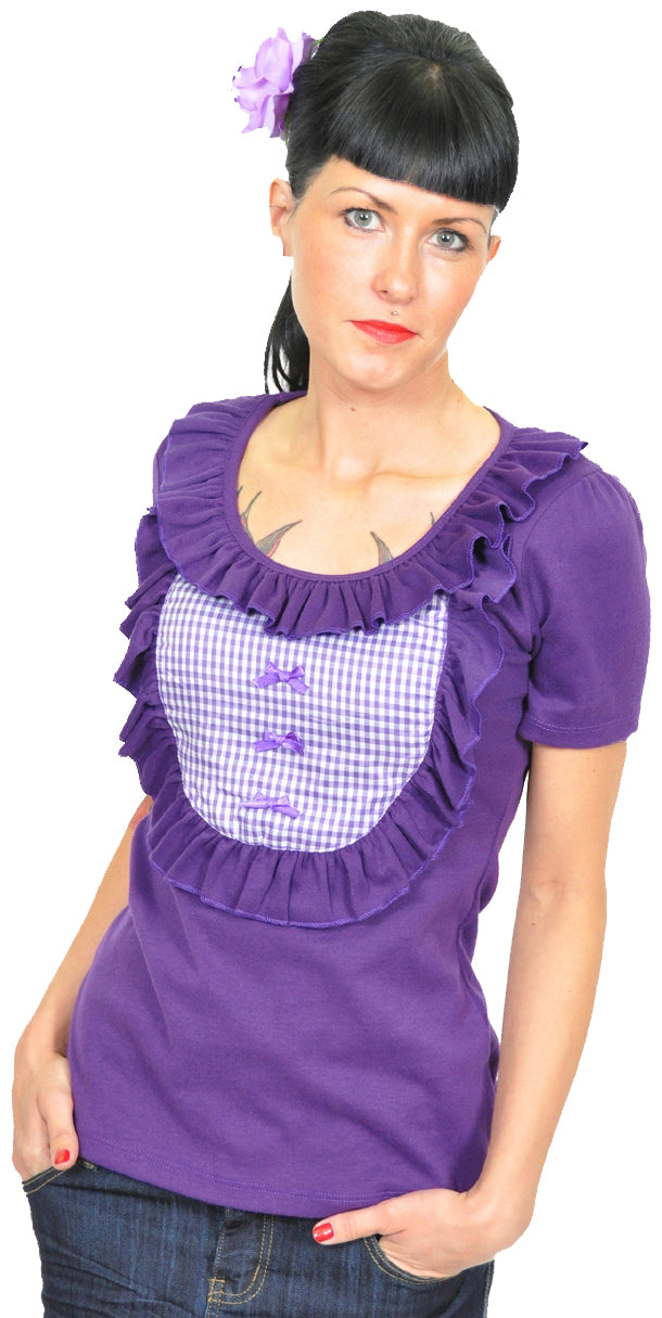 Edles_GINGHAM_Pepita_BOW_Ruffle_Kurzarm_SHIRTaFn9zA9olBmrk
