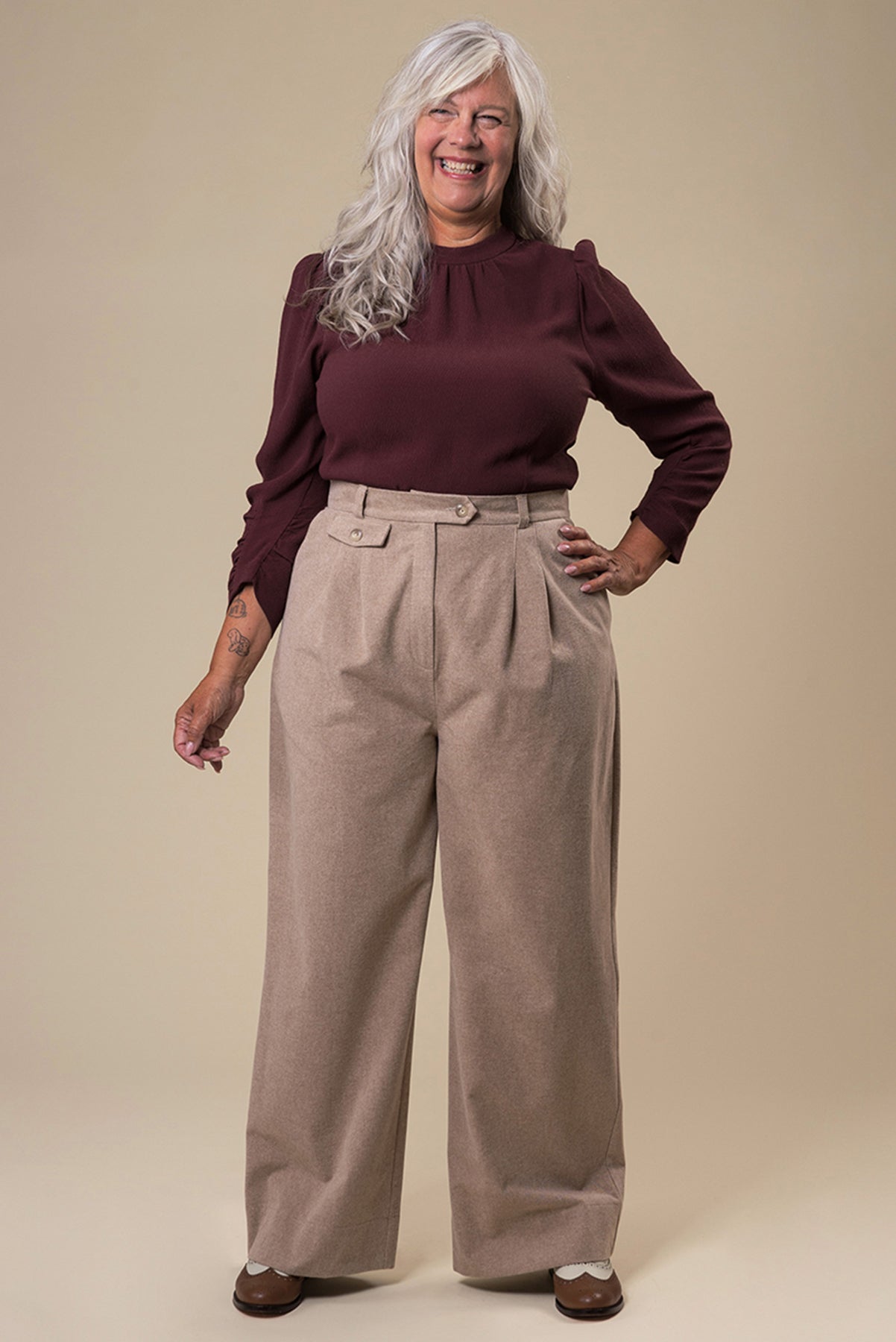 Emmy_BUSINESS_AS_USUAL_Vintage_HIGH_WAIST_Plain_MARLENE_HOSE_Trousers_-_Beige_Killer_Kirsche-4