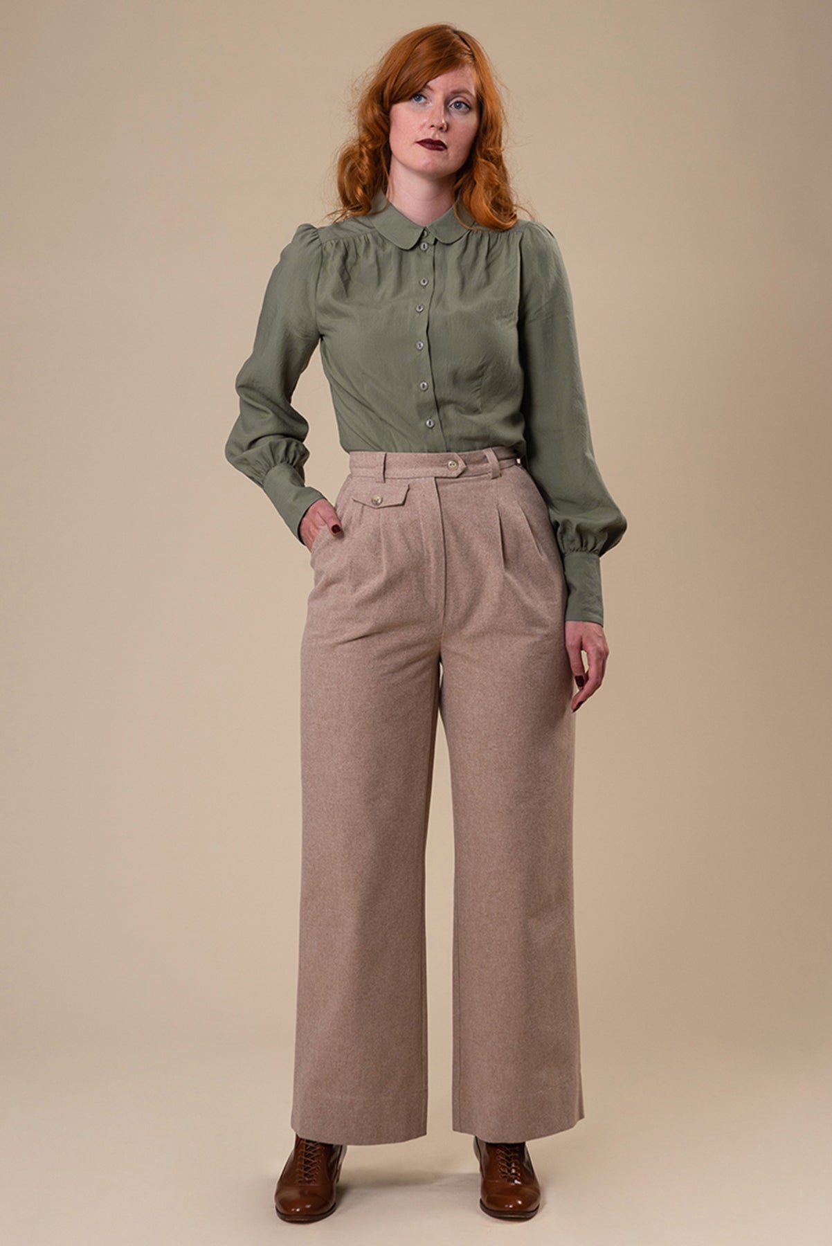 Emmy_BUSINESS_AS_USUAL_Vintage_HIGH_WAIST_Plain_MARLENE_HOSE_Trousers_-_Beige_Killer_Kirsche-5