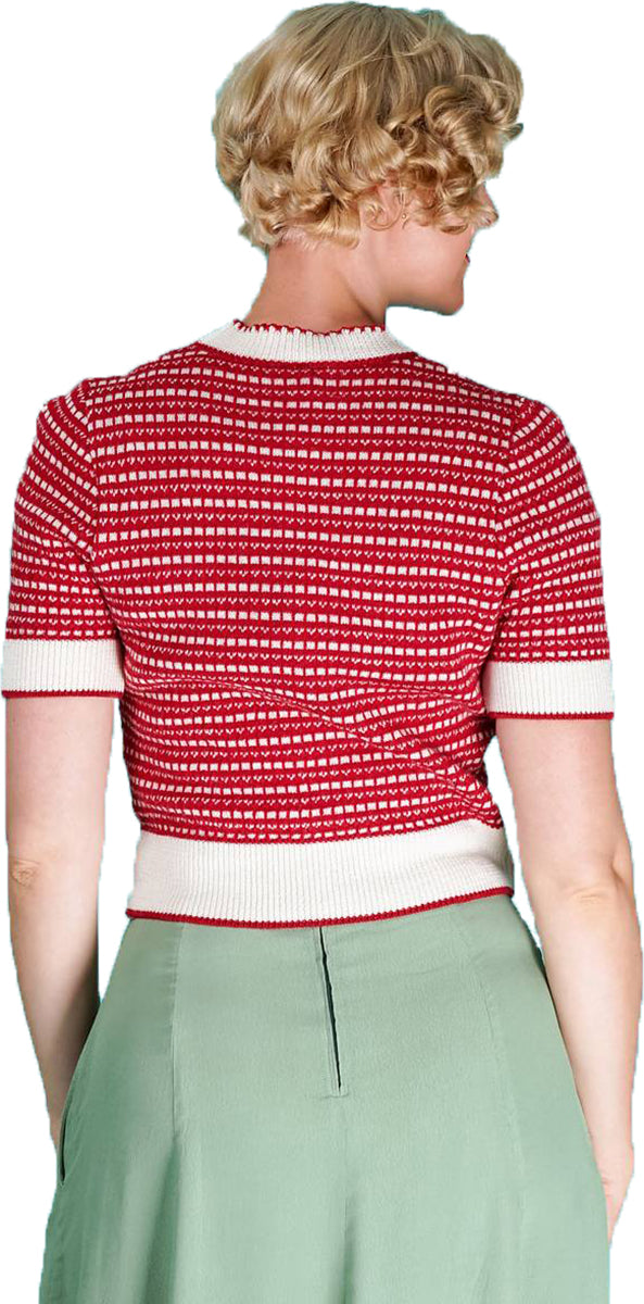 Emmy_SUMMERTIME_BLUES_Vintage_KURZARM_Strickjacke_CARDIGAN_Rot-2