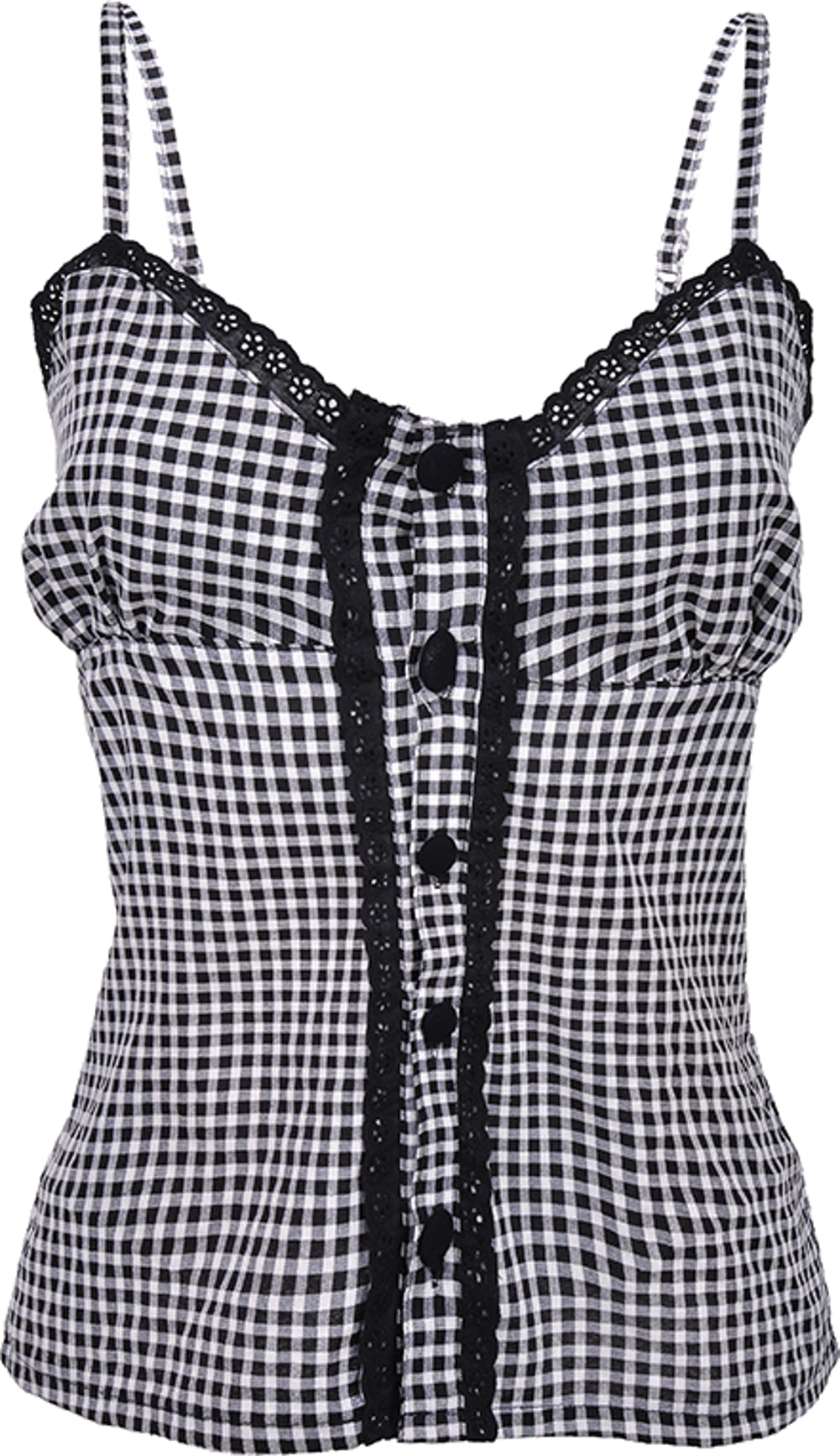 GRETA_Black_White_GINGHAM_Vichy_Traegertop_mit_SPITZE