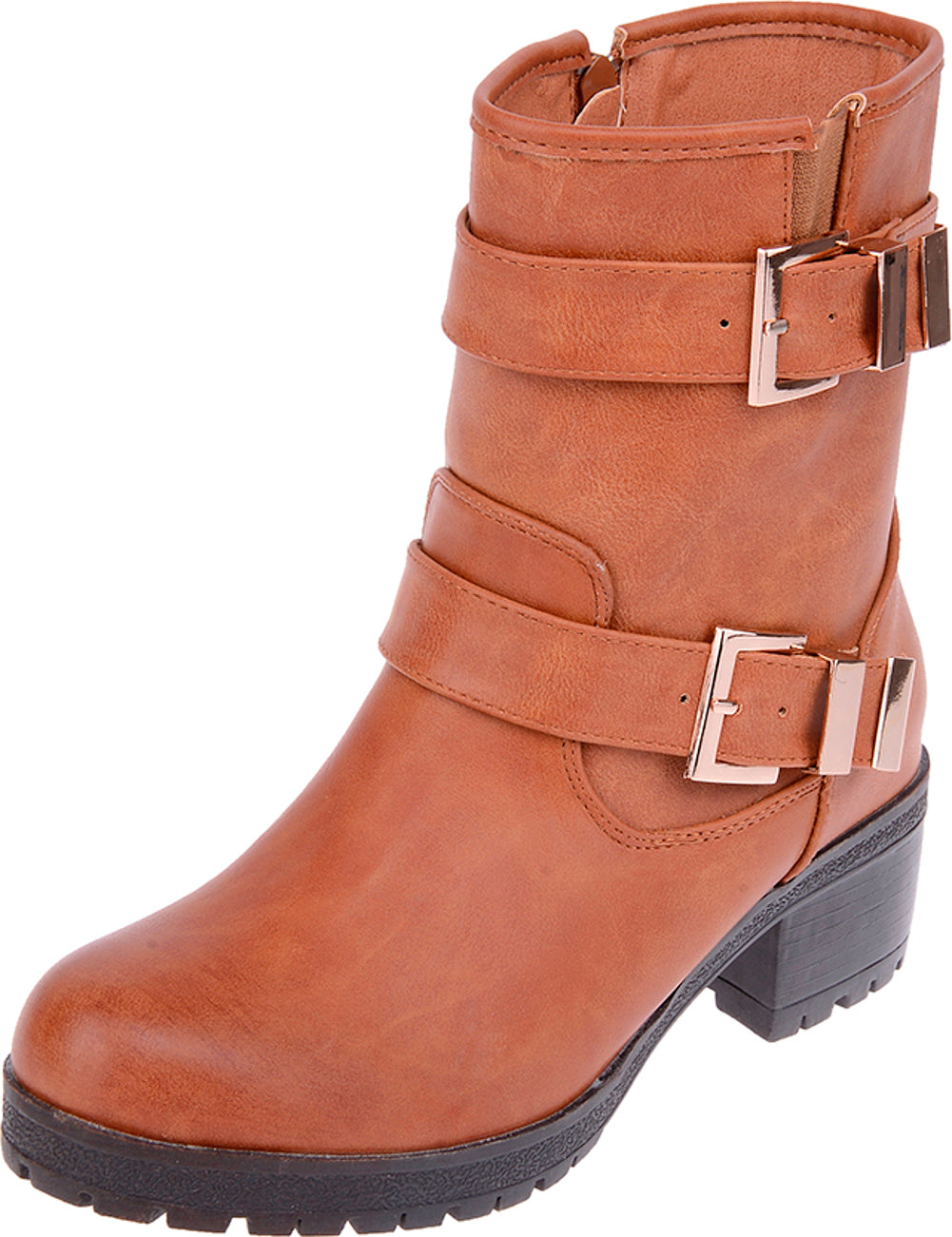 Halbhohe_Retro_BIKER_BOOTS_Stiefel_mit_Schnallen_-_Camel