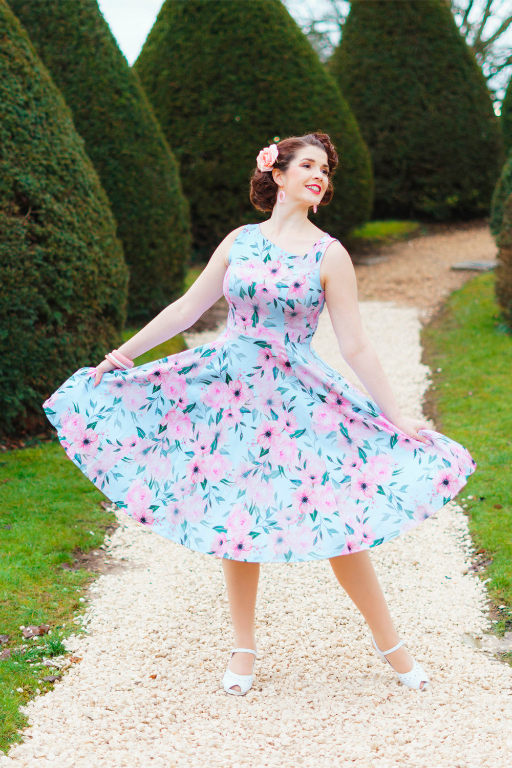 Hearts & Roses «Claudette Blossom» Vintage 50s Floral Blüten Swing Dress / Petticoatkleid