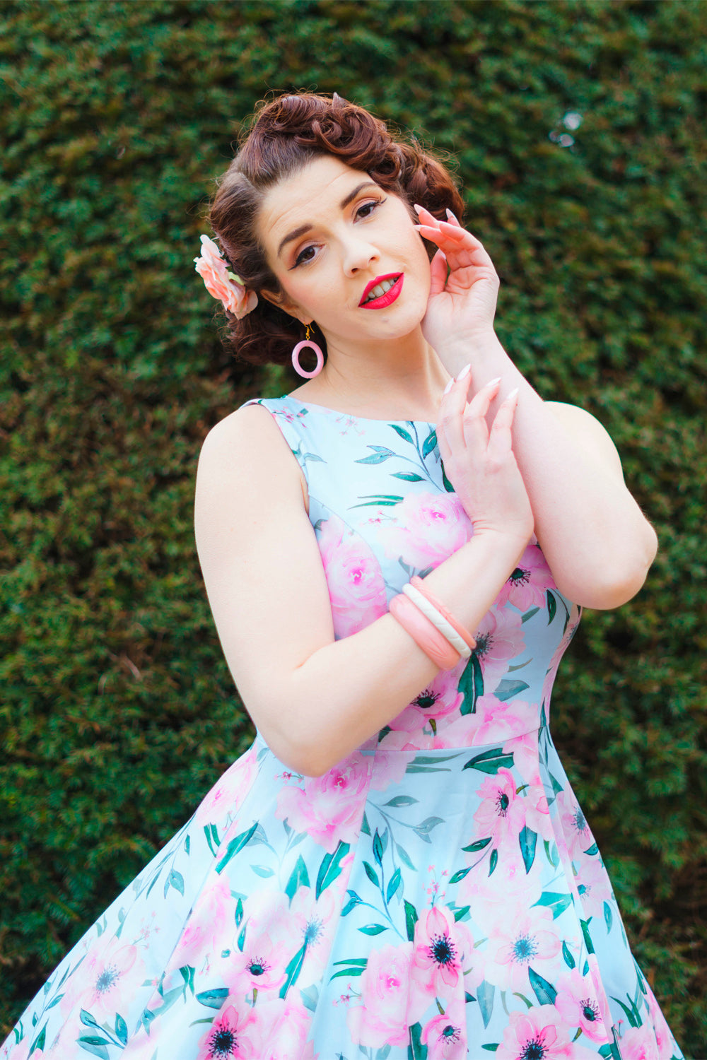 Hearts & Roses «Claudette Blossom» Vintage 50s Floral Blüten Swing Dress / Petticoatkleid