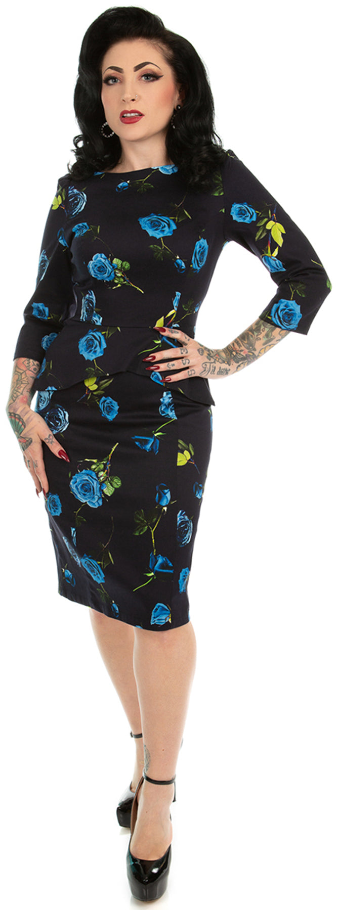 Hearts_Roses_BLUE_MELODY_Vintage_ROSEN_Pencil_Dress_BLEISTIFTKLEID_killer_kirsche