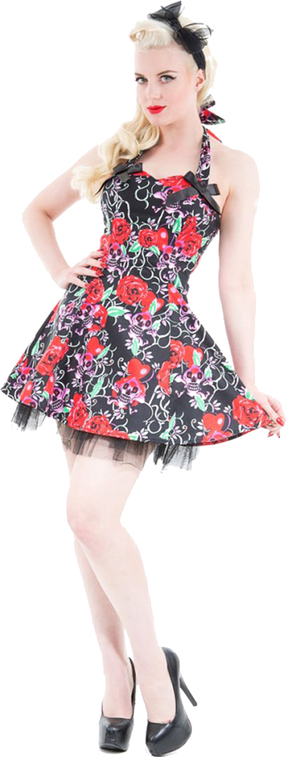Hearts_Roses_SKULLS_with_ROSES_Petticoat_NECKHOLDER_Kleid
