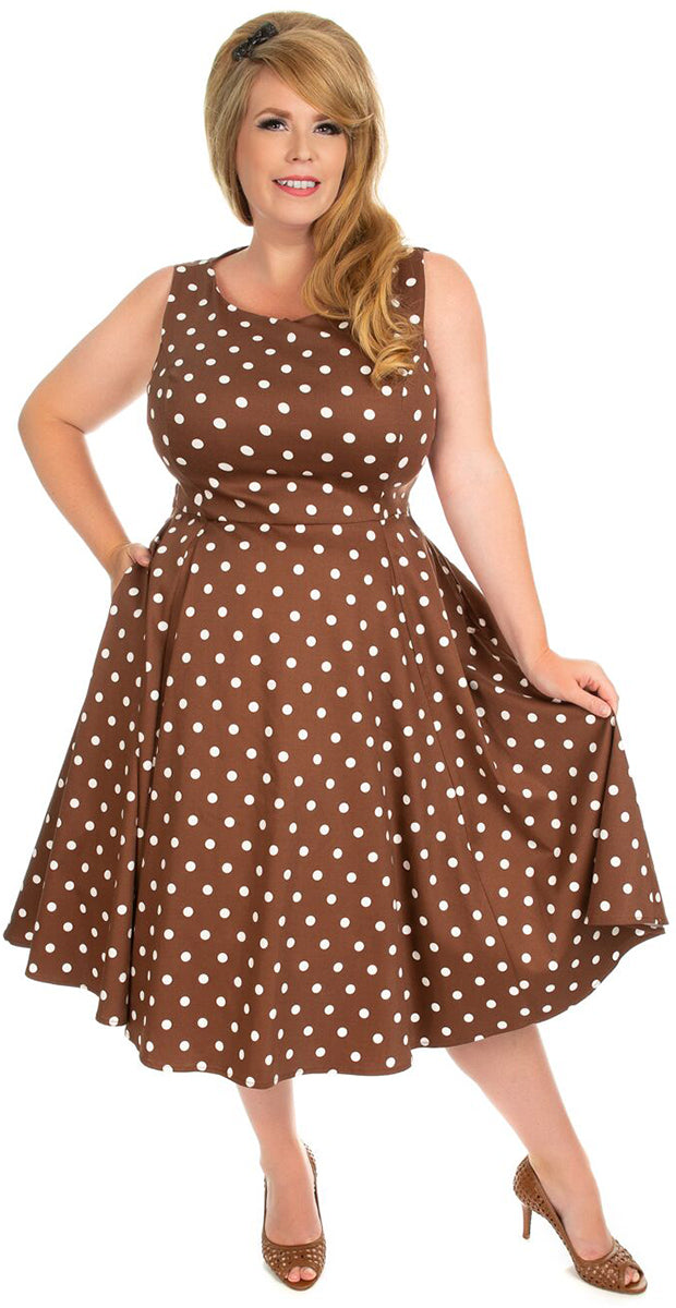 Hearts_and_Roses_CINDY_Polka_Dot_PUNKTE_Swing_Dress_KLEID_Plus_Size_Braun-1