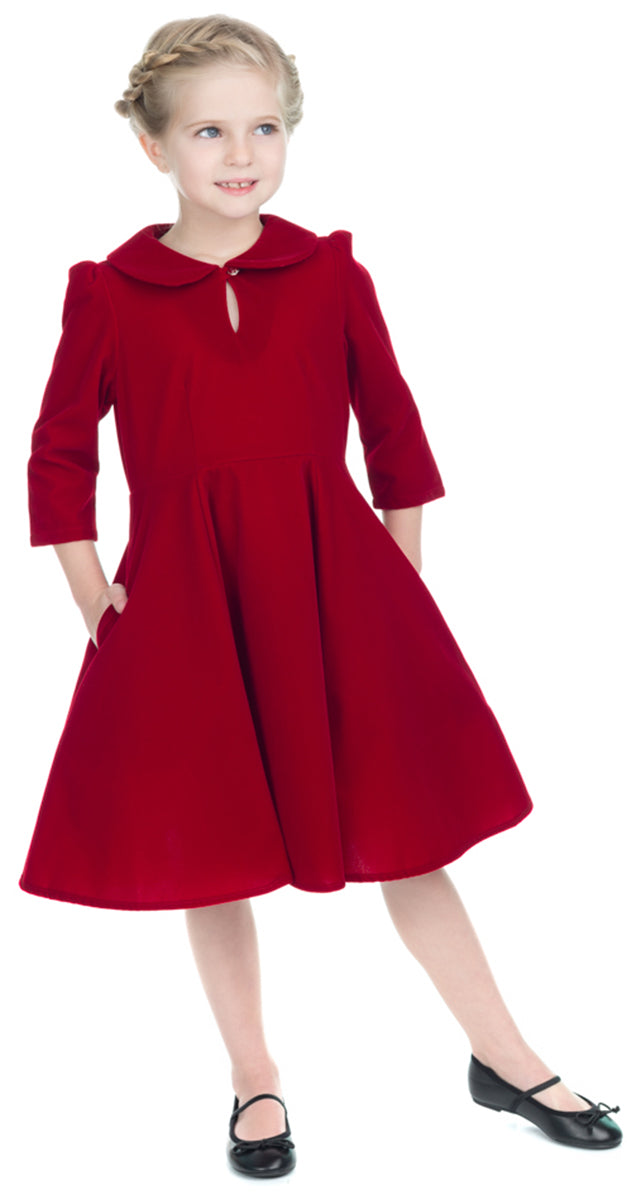 Hearts_and_Roses_GLAMOROUS_VELVET_Vintage_KIDS_Swing_TEA_DRESS_Kleid_Rot-1