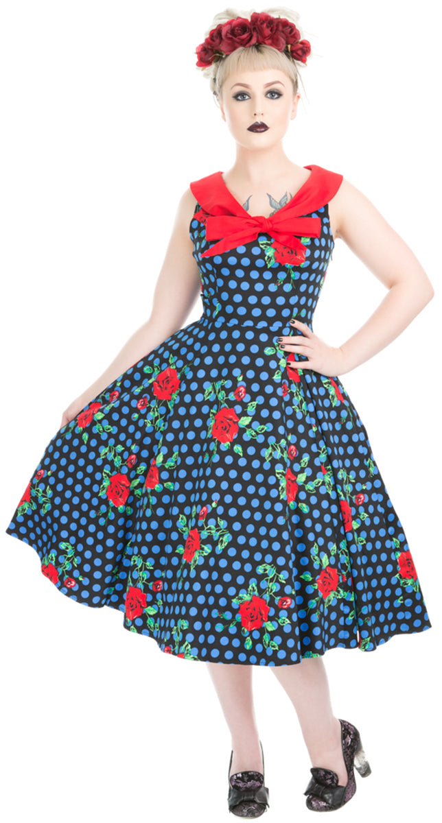 Hearts_and_Roses_ROSE_MARIE_Blumen_POLKA_DOT_Bow_Swing_Dress_KLEID-1