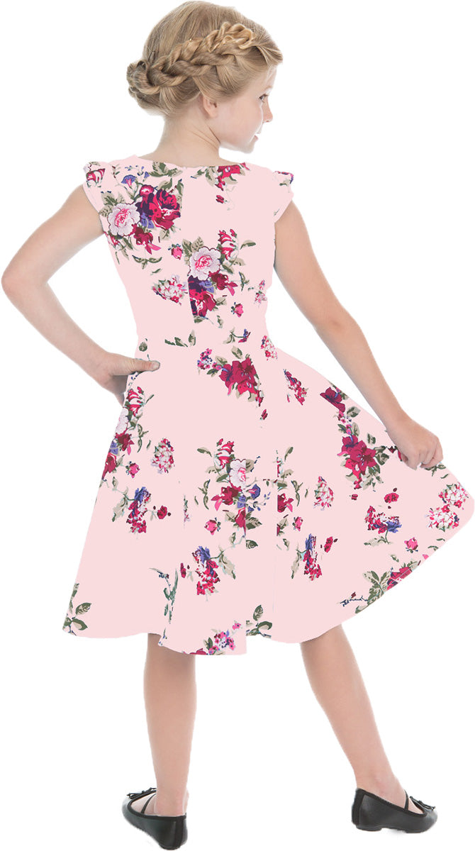 Hearts_and_Roses_ROYAL_BALLET_Blumen_Kurzarm_KIDS_Swing_Kleid_Dress_Rosa-2