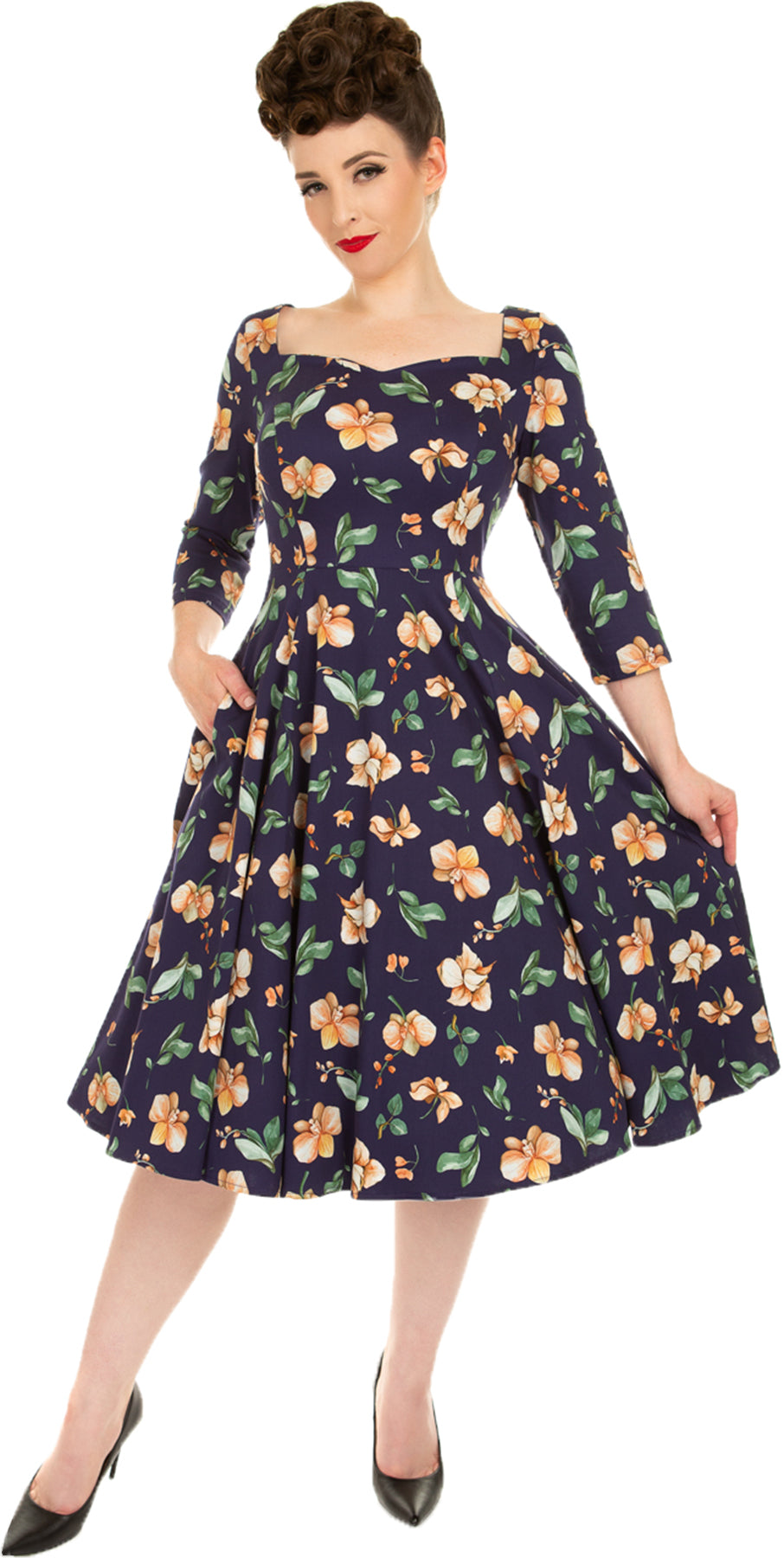 Hearts_and_Roses_SHARON_Vintage_FLORAL_Blumen_Sweetheart_50s_SWING_DRESS_Kleid_Killer_Kirsche-1
