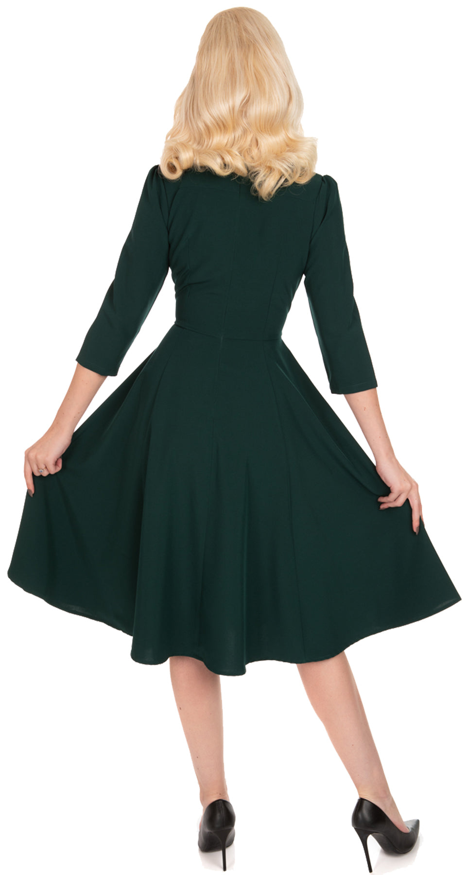 Hearts_and_Roses_VERDE_Vintage_PLAIN_Uni_Dreiviertelarm_V-NECK_Swing_Dress_KLEID_killer_kirsche_227LuGEJQpLv34