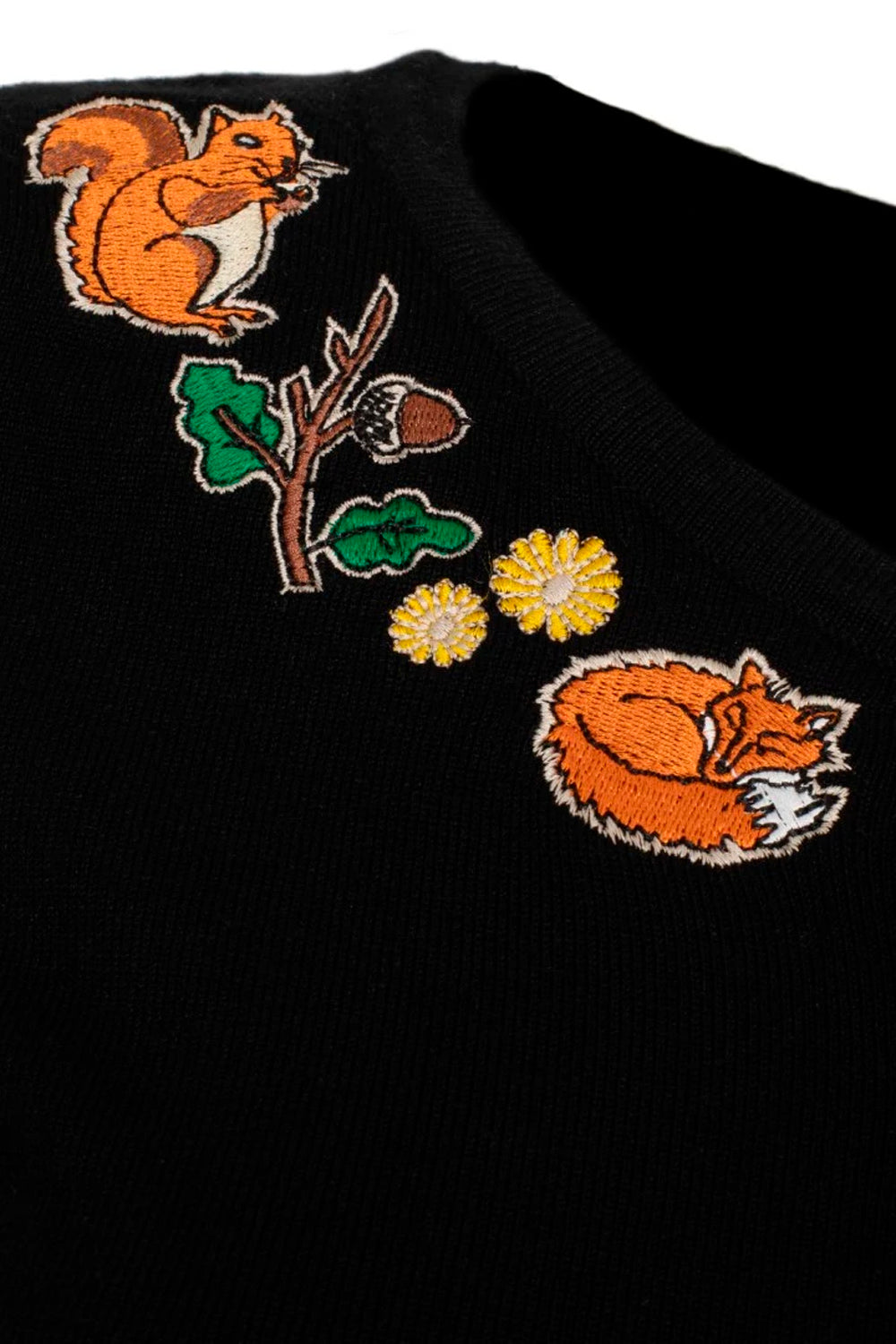 Hell Bunny «Chester Woodland» Vintage Retro Cropped Waldtiere Cardigan / Strickjacke - Schwarz