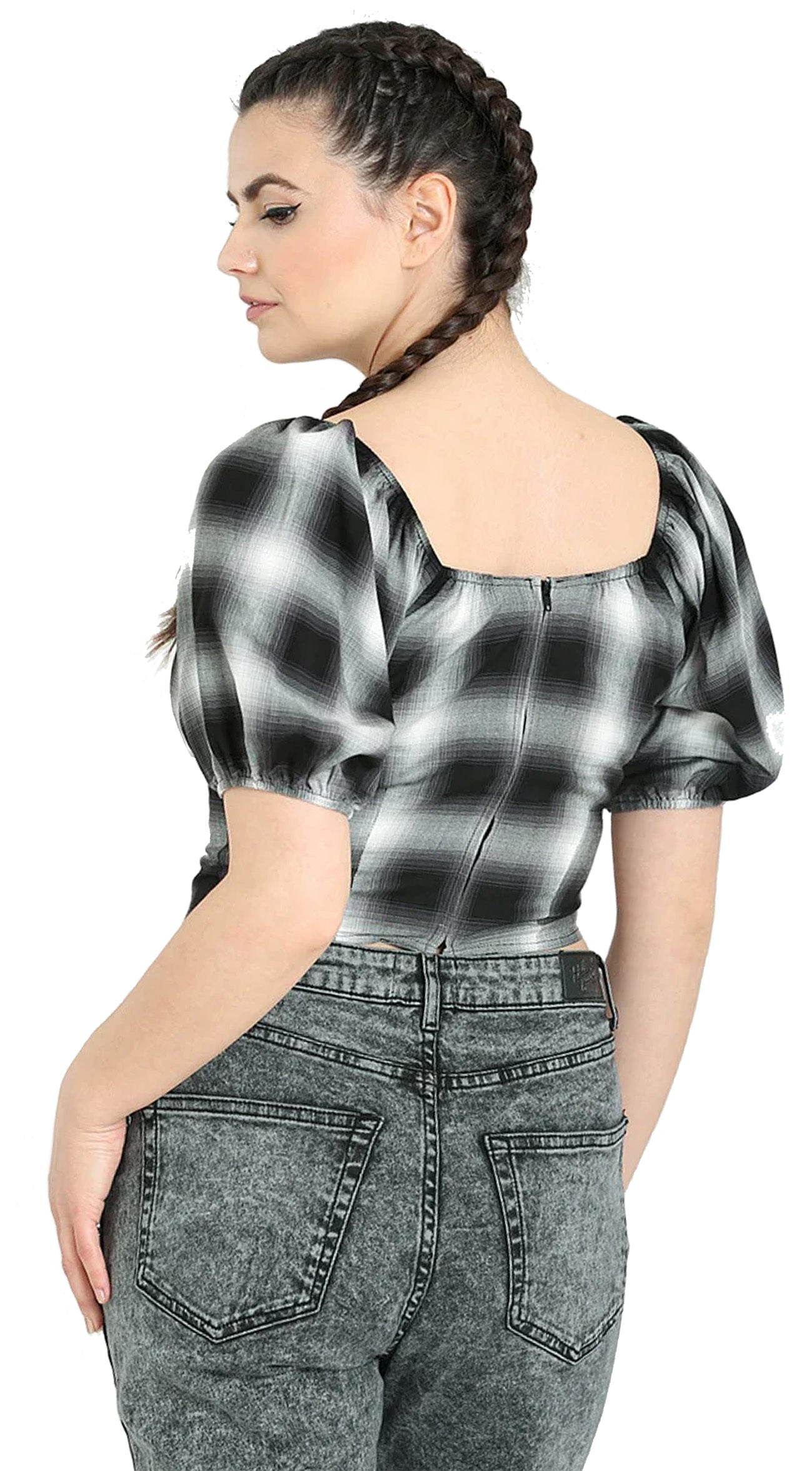Hell_Bunny_AVRIL_CROP_Tartan_Puff_Sleeve_Retro_TOP_Bluse-1