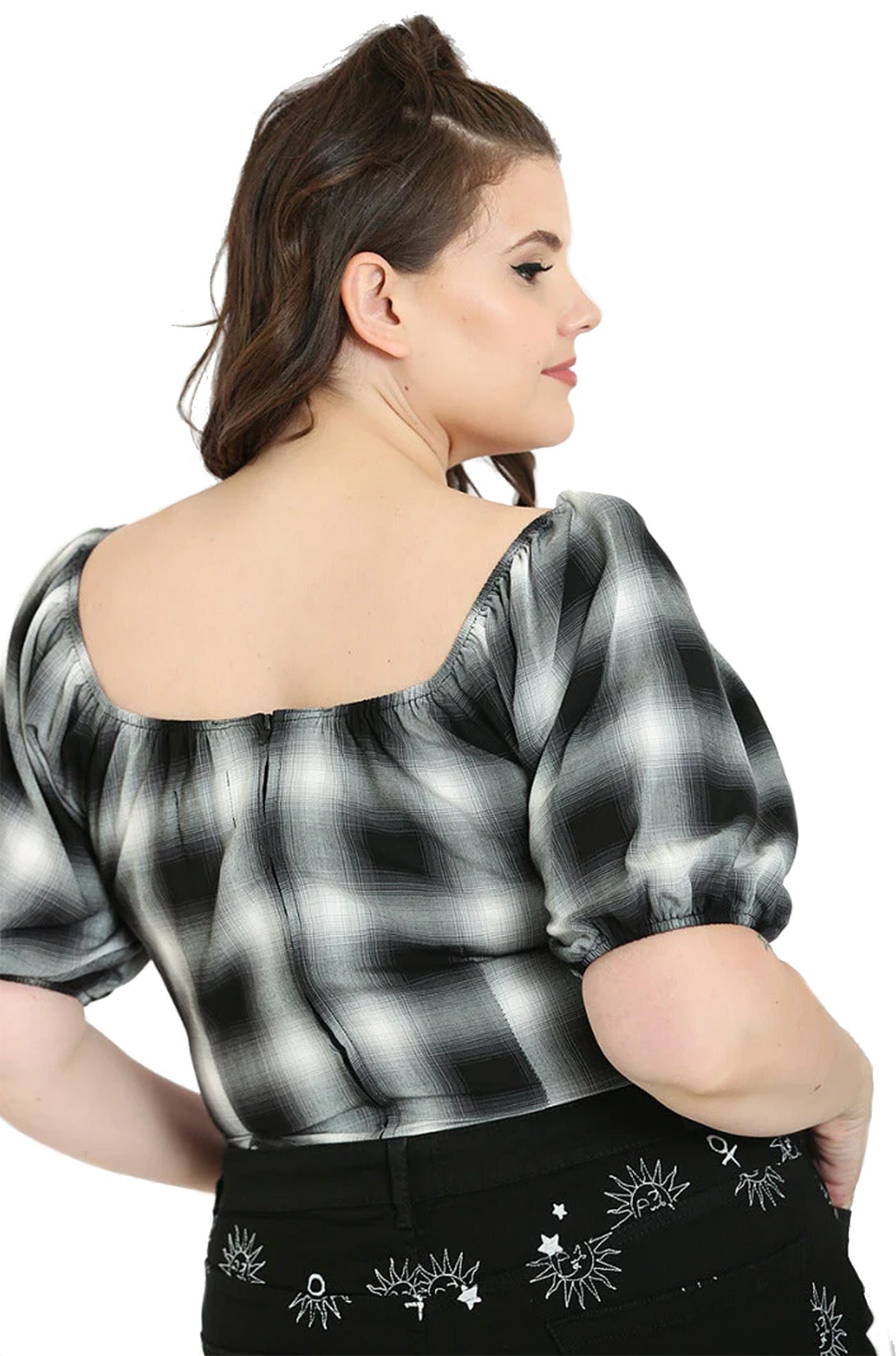 Hell_Bunny_AVRIL_CROP_Tartan_Puff_Sleeve_Retro_TOP_Bluse-5