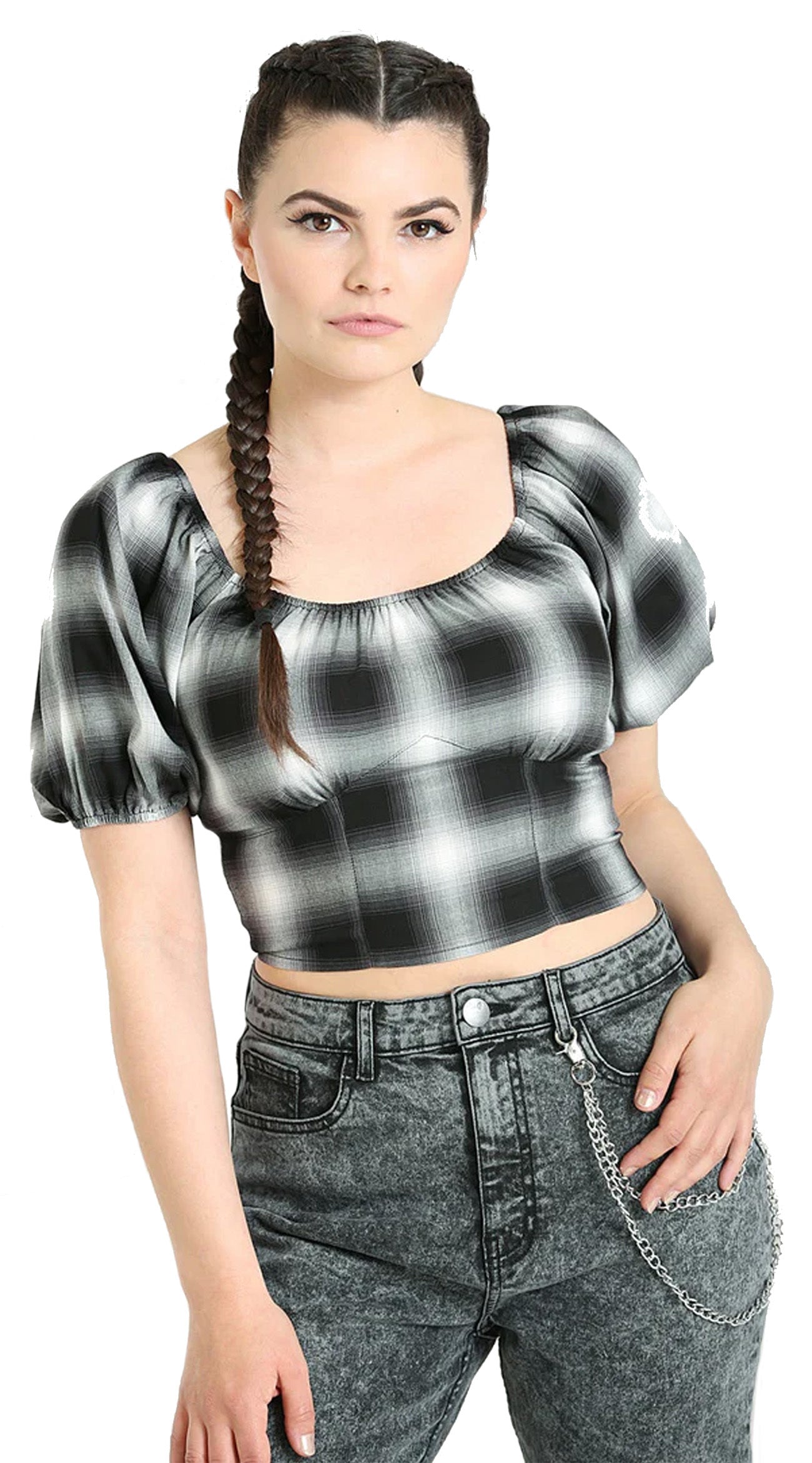 Hell_Bunny_AVRIL_CROP_Tartan_Puff_Sleeve_Retro_TOP_Bluse-6