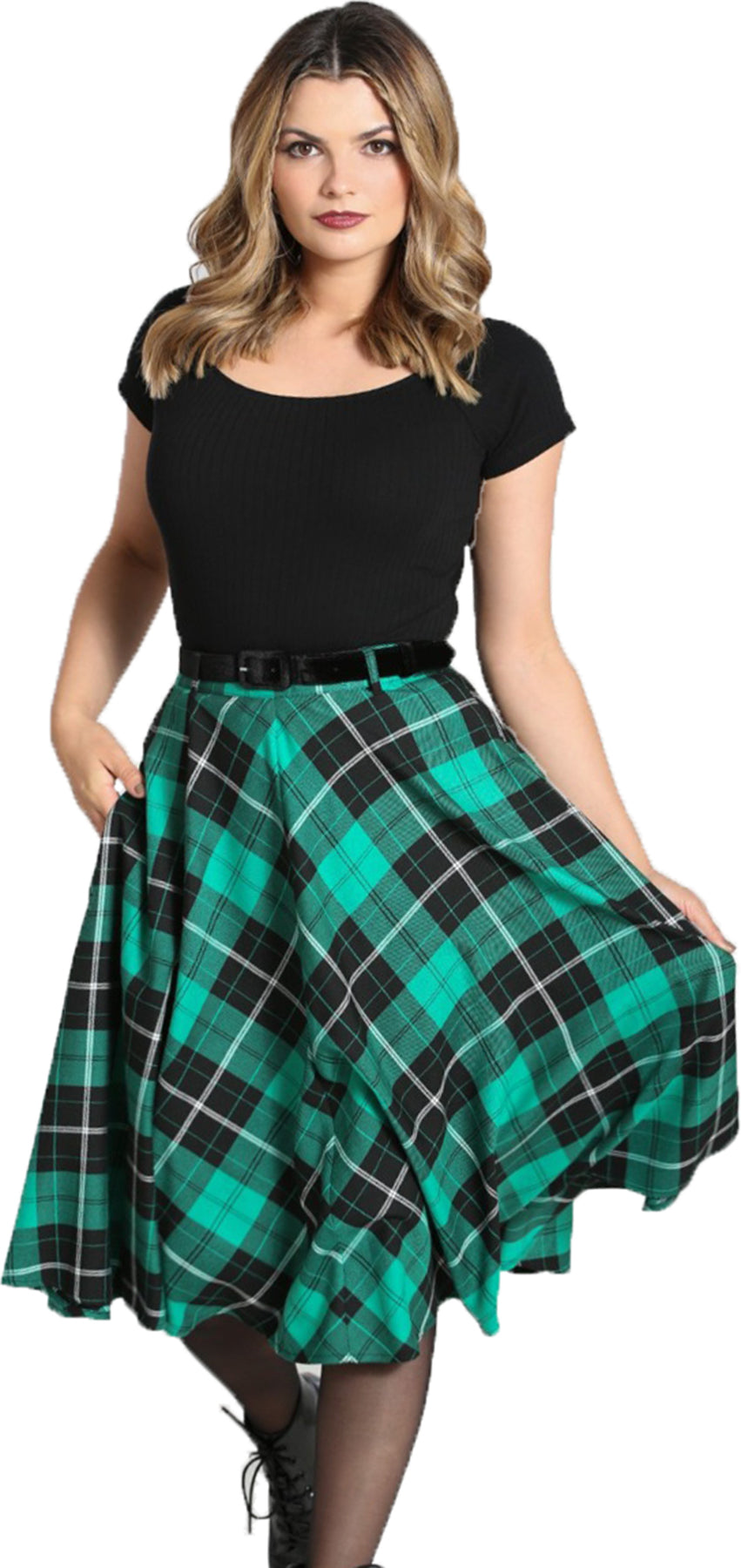 Hell_Bunny_BERYL_CHECK_50s_TARTAN_Karo_Velvet_Belt_TELLERROCK_Swing_Skirt_Killer_Kirsche-1