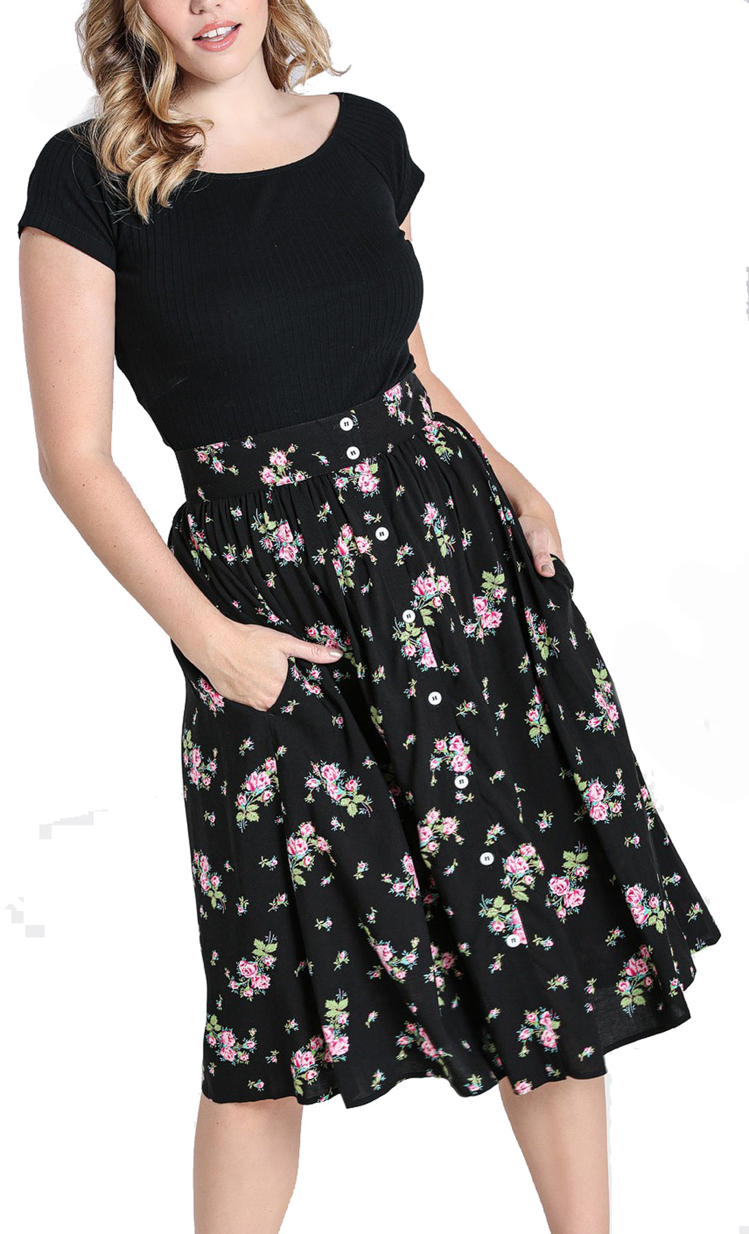 Hell_Bunny_BOBBY_SUE_Vintage_ROSEN_Floral_Buttoned_50s_SWING_SKIRT_Rock_killer_kirsche_1