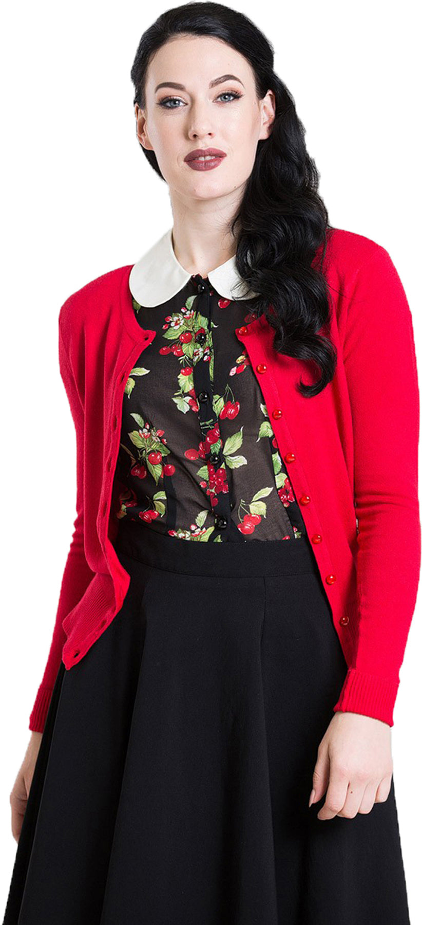 Hell_Bunny_DEBBIE_Vintage_PLAIN_Langarm_Rundhals_Cardigan_STRICKJACKE_Rot_killer_kirscheQ0oIfas8FL1Cl