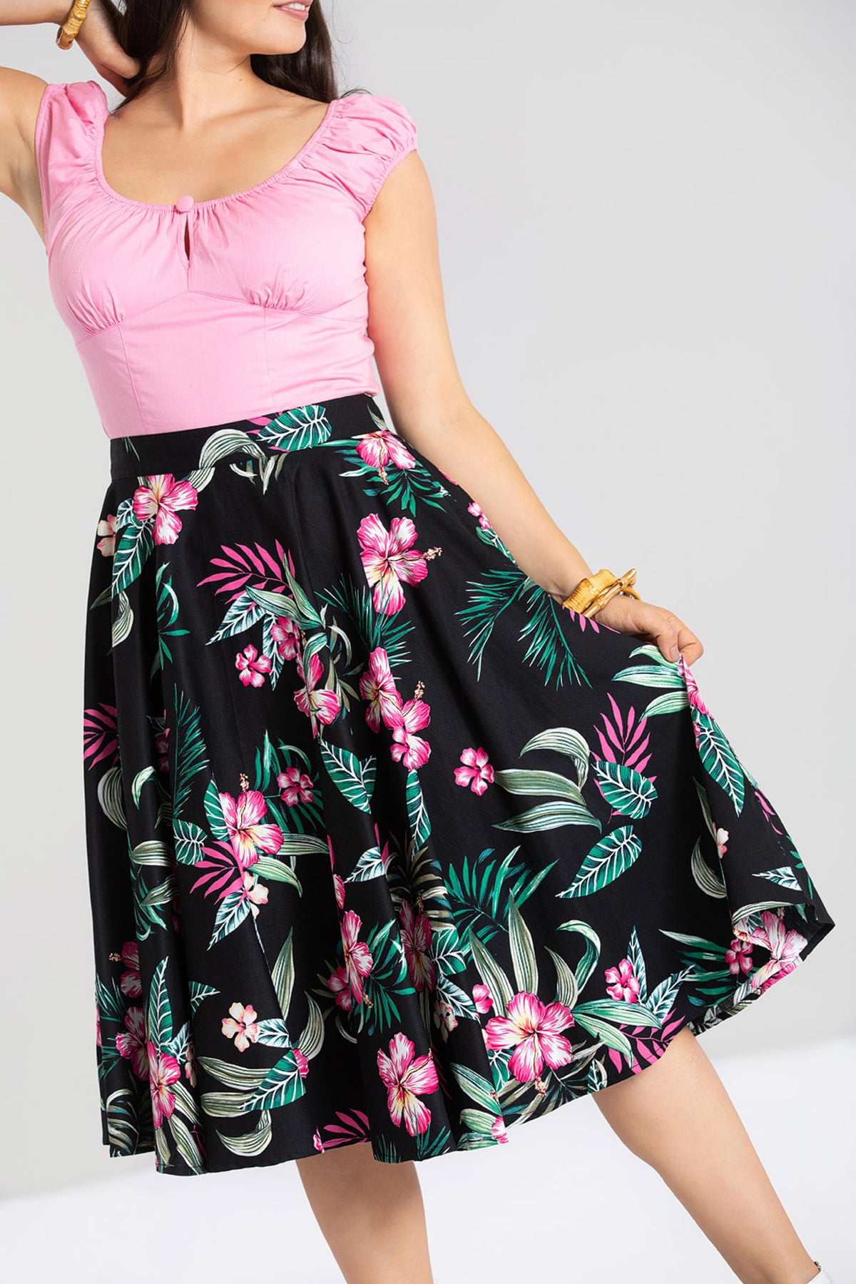 Hell_Bunny_KALANI_HIBISCUS_Tropical_TIKI_Vintage_SWING_Skirt_TELLERROCK_Schwarz-1